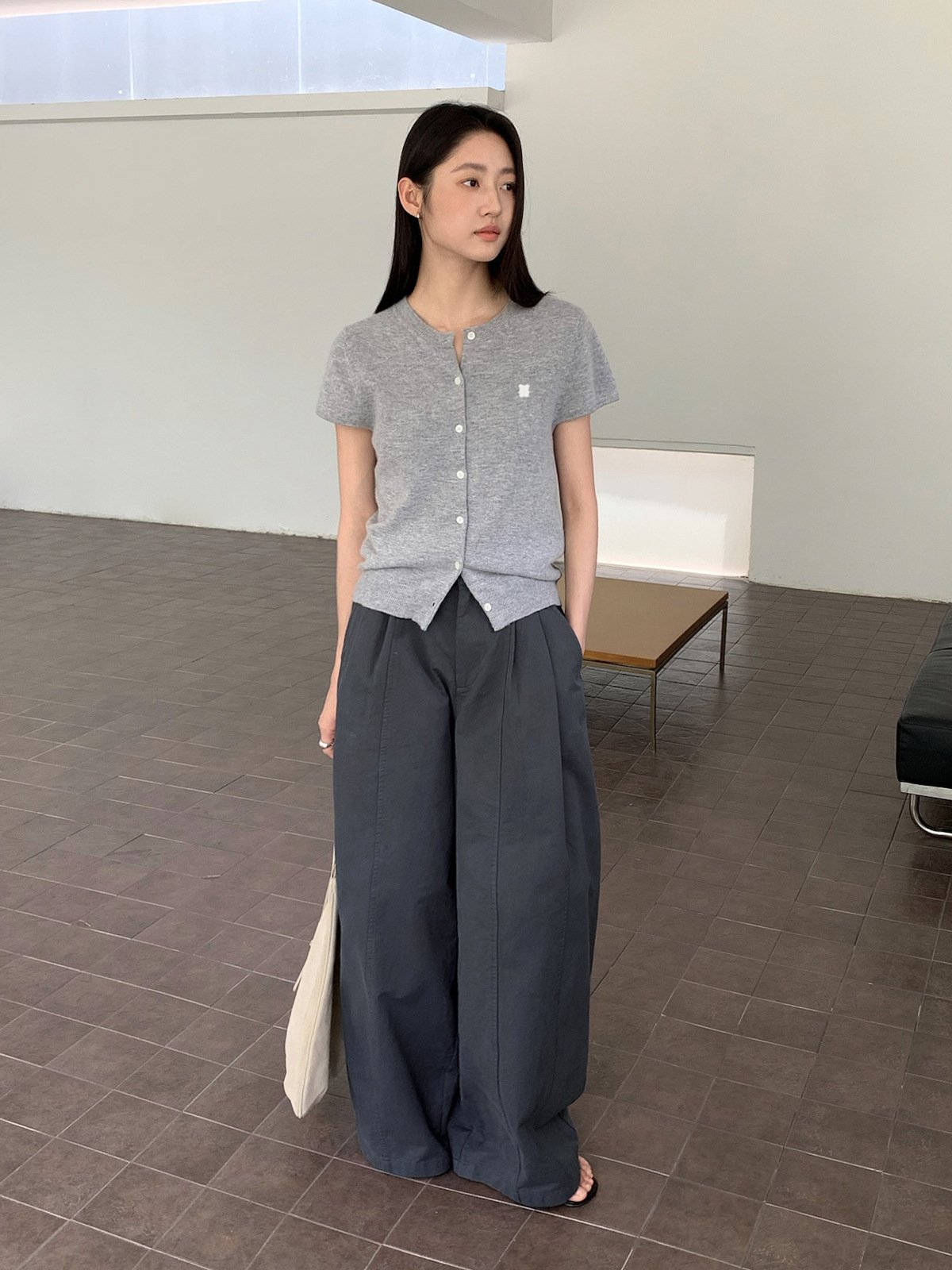 60%wool short-sleeved cardigan sweater 25418 - 图片 3