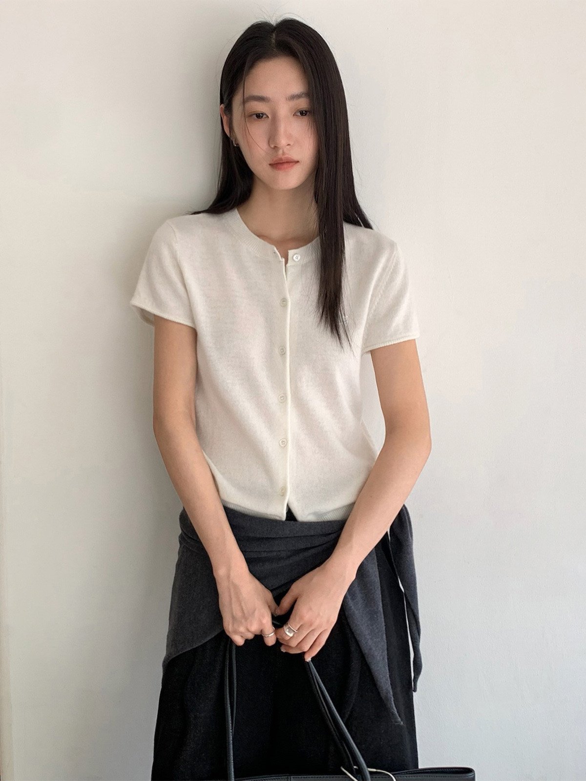 60%wool short-sleeved cardigan sweater 25418 - 图片 4