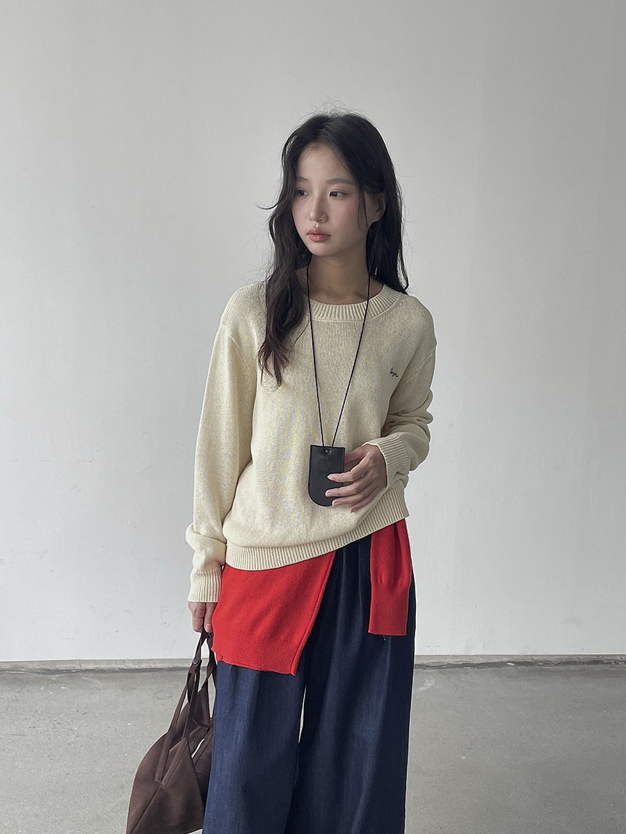 Cotton crew neck sweater 15705 - 图片 3