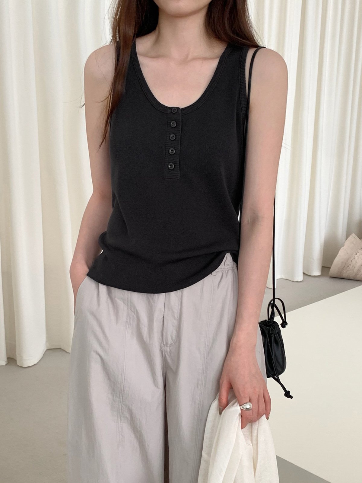 Soft 70%Tencel Knitted Vest 24738 - 图片 4