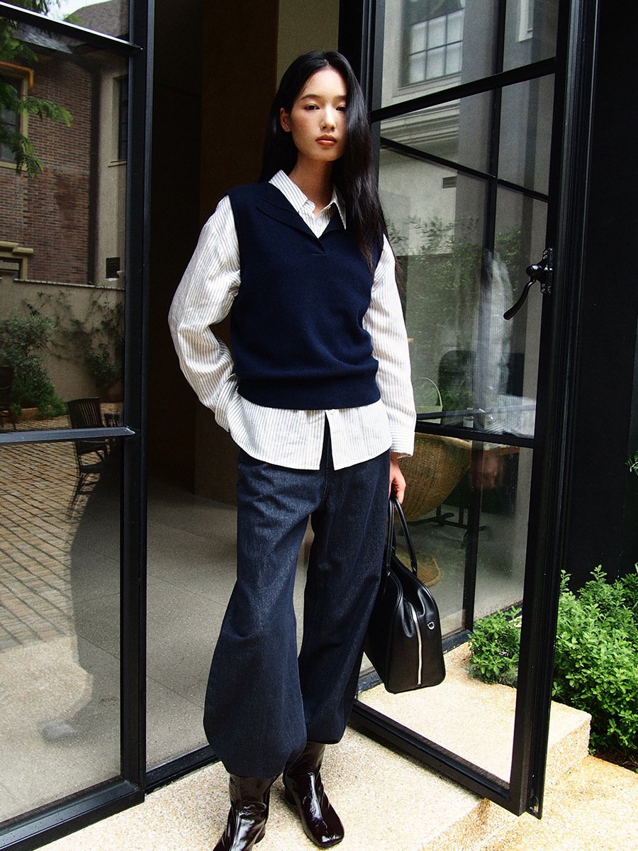 100%Wool Skin-friendly Knitted Vest 53MF57227 - 图片 2