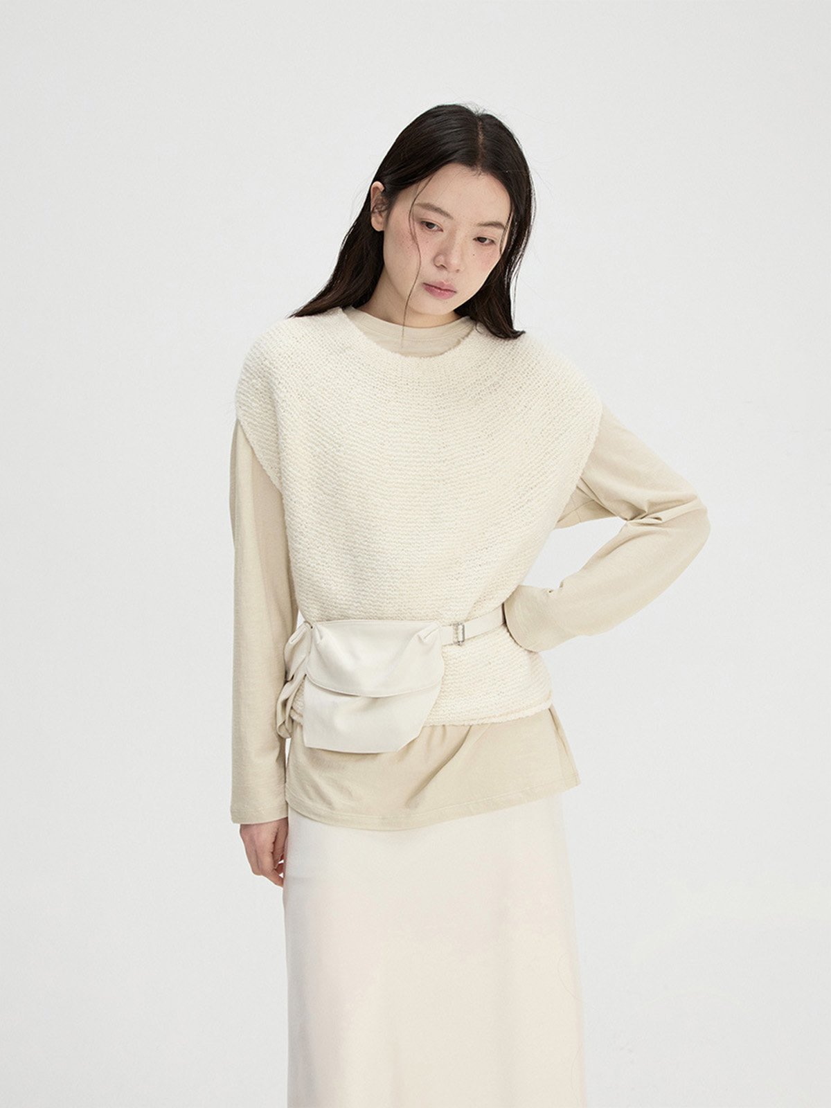 80%Wool Round-neck Vest 52367