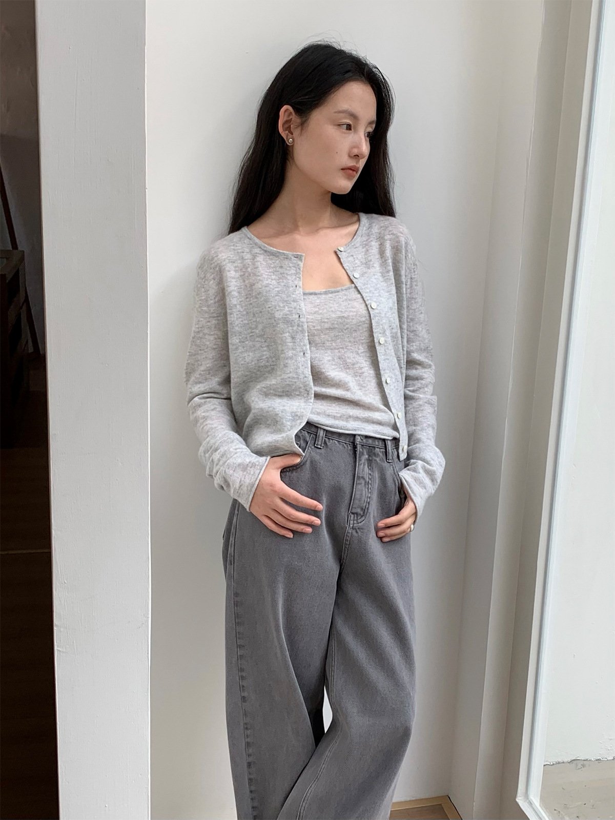 Soft 100%Wool Single-breasted Vest and Cardigan 24478 - 图片 5