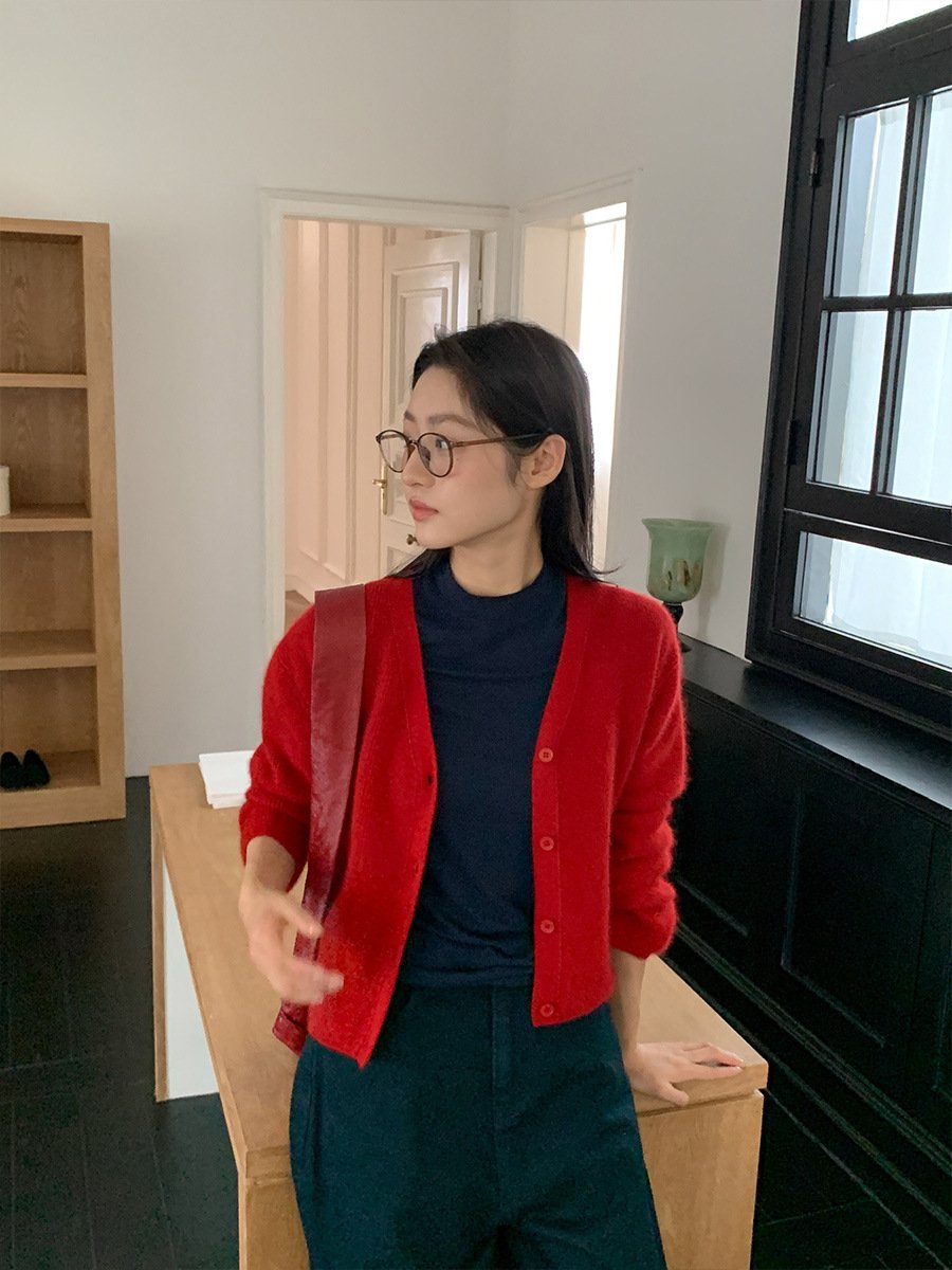 33%Raccoon and Wool v-neck cardigan knitwear 52318 - 图片 3