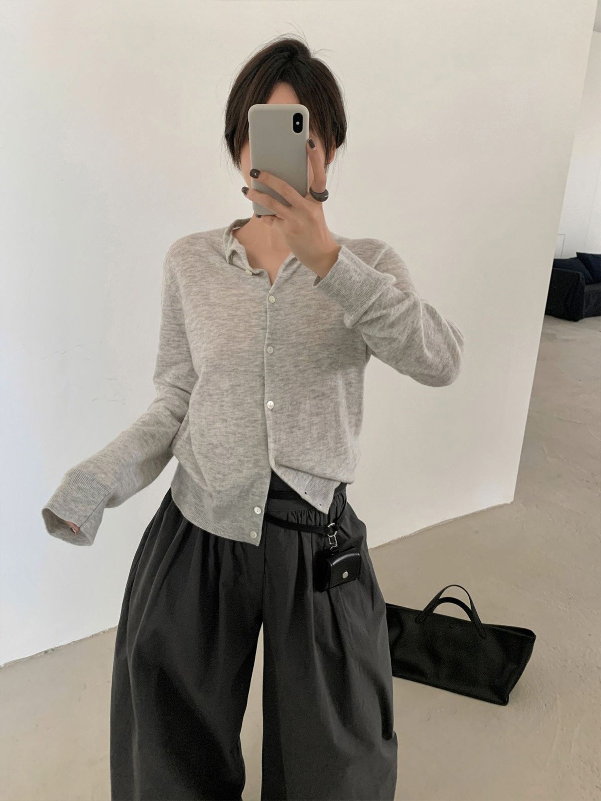 Soft 100%Wool Cardigan Knitted Sweater 25698 - 图片 3