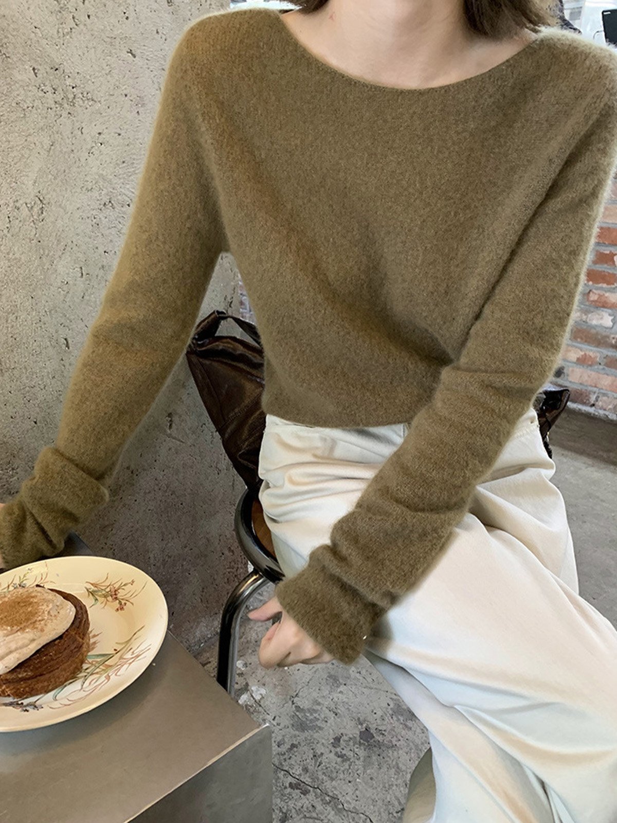 75%Cashmere and 25%Silk Long sleeve sweater 43ME52318U - 图片 5