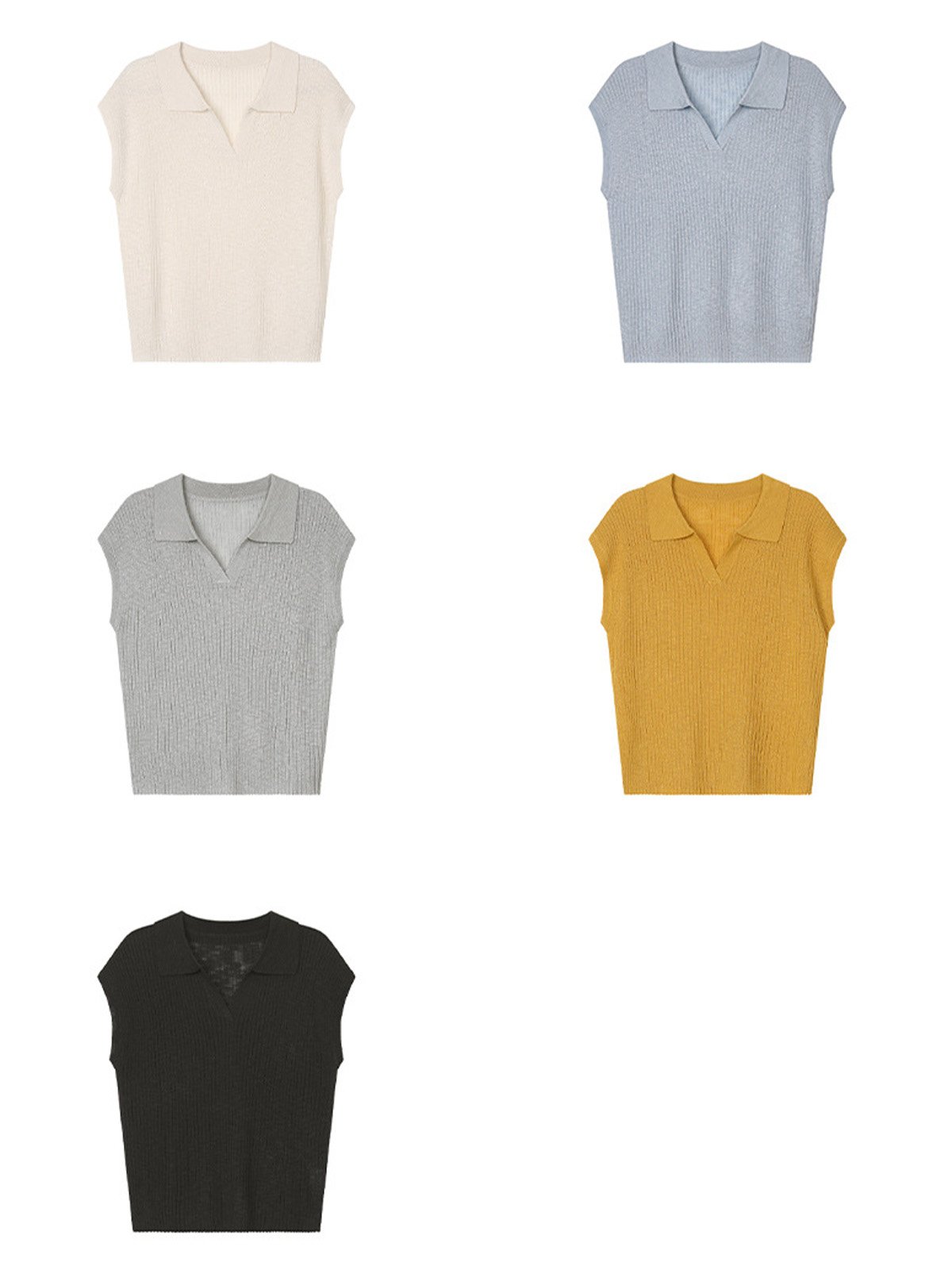 Viscose Short-sleeved Polo Collar Ladies knitwear 24809 - 图片 5