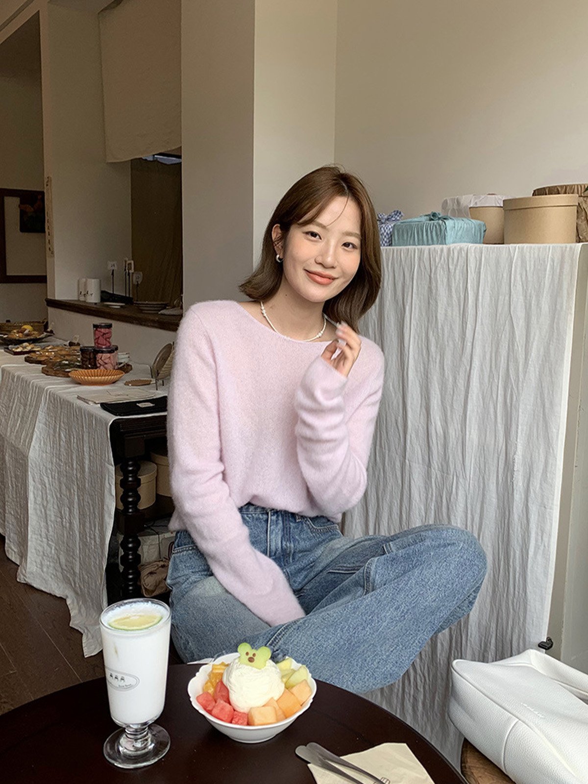 75%Cashmere and 25%Silk Long sleeve sweater 43ME52318U - 图片 2