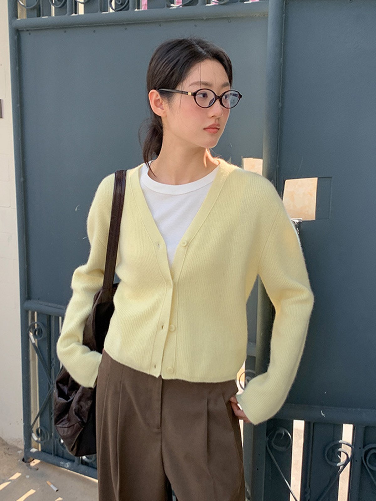 33%Raccoon and Wool v-neck cardigan knitwear 52318 - 图片 4