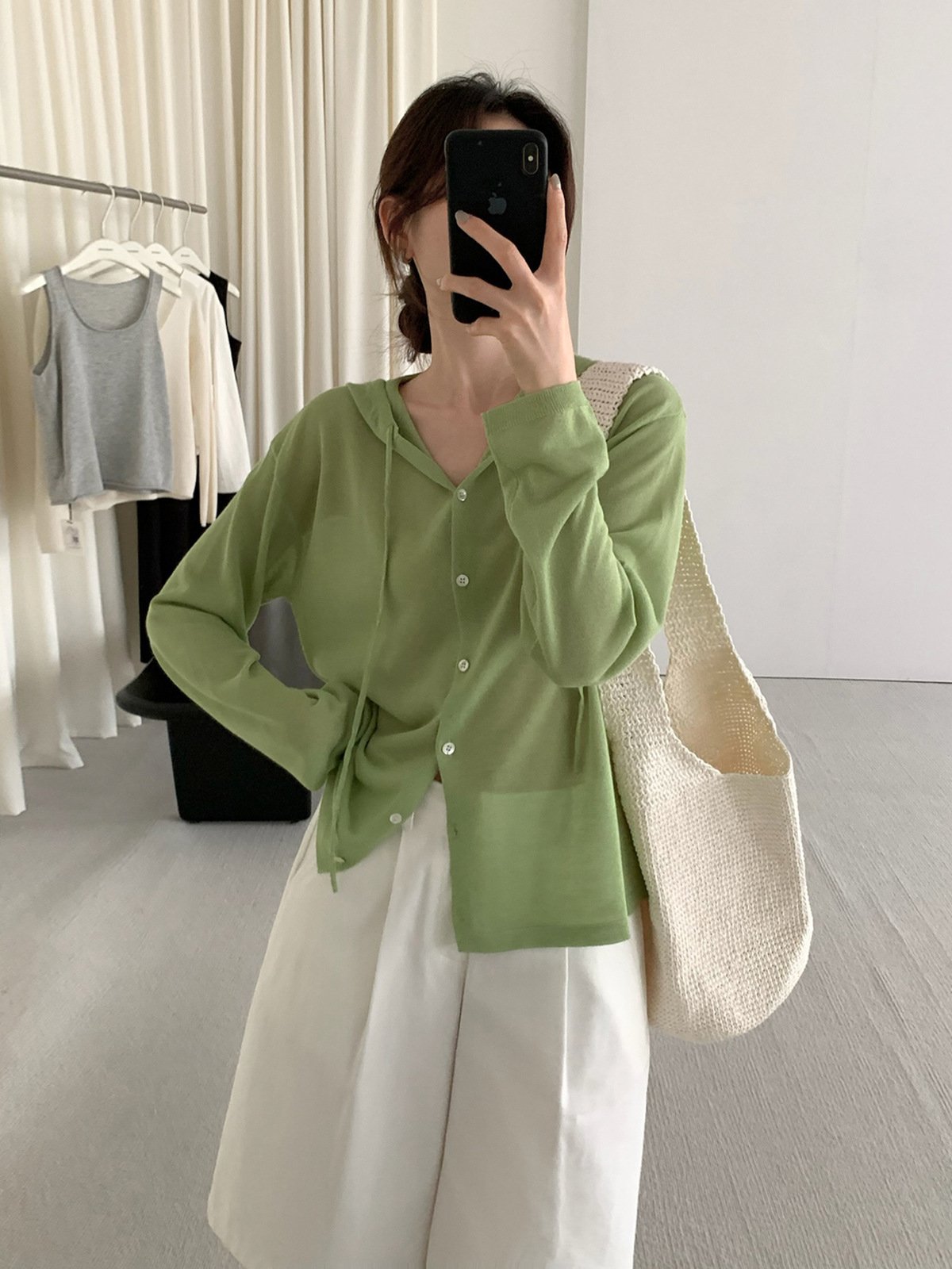 Linen and Tencel hooded lightweight knitwear 24813