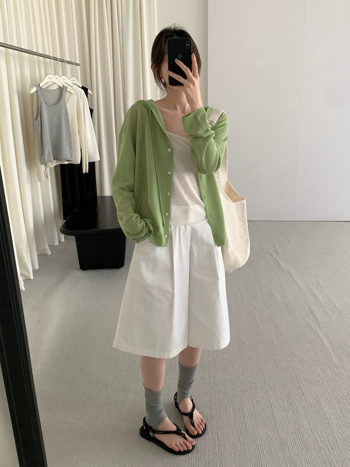 Linen and Tencel hooded lightweight knitwear 24813 - 图片 2