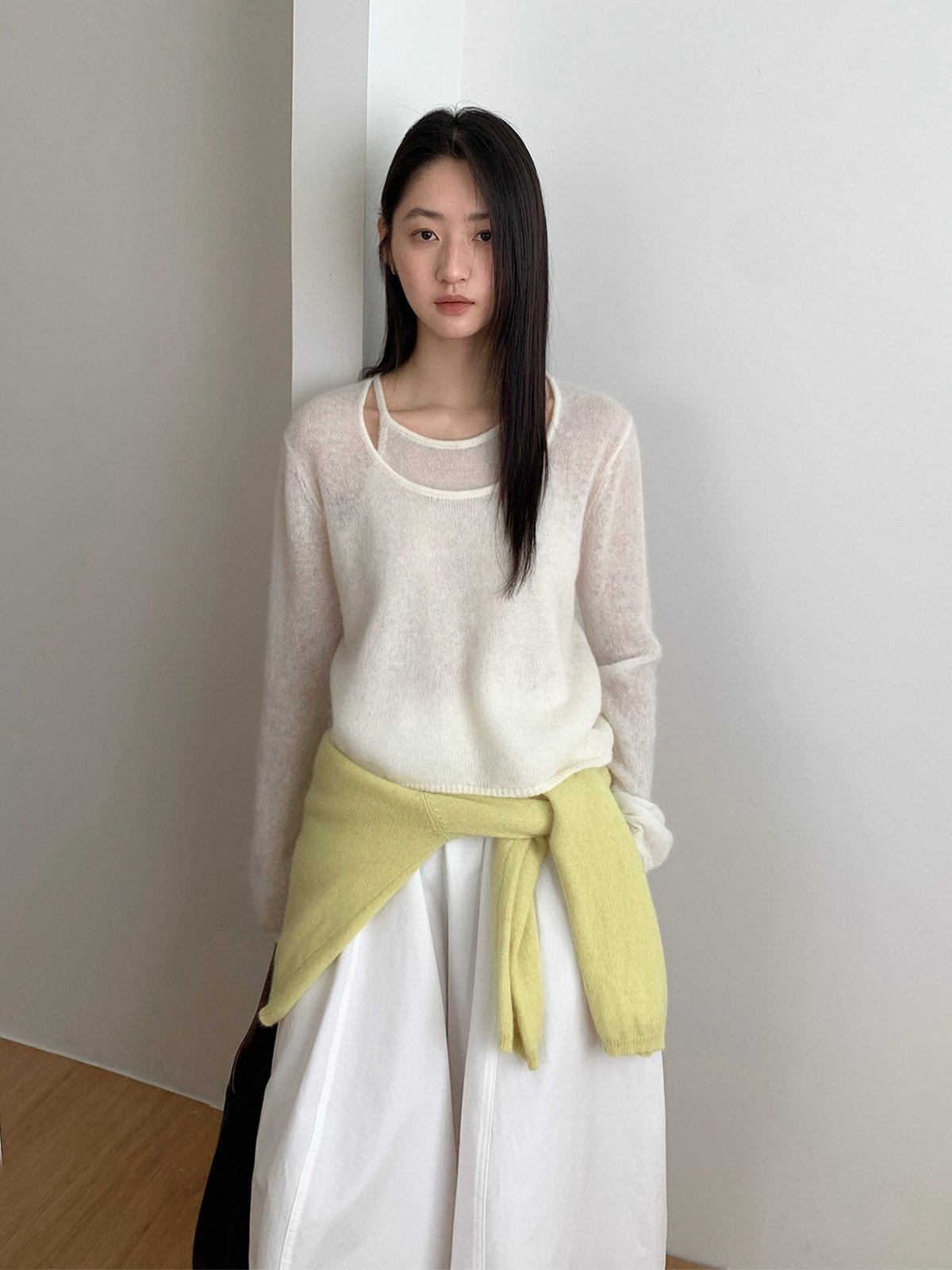 Super Mohair Soft Splicing Sweater for Ladies 25621 - 图片 3