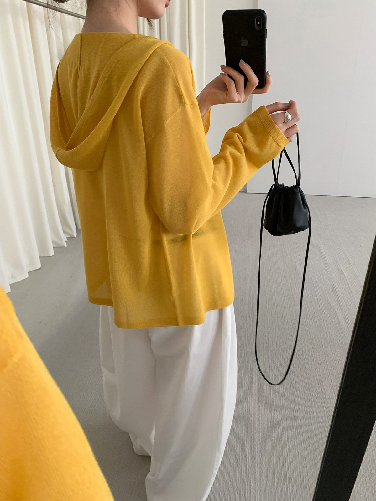 Linen and Tencel hooded lightweight knitwear 24813 - 图片 4