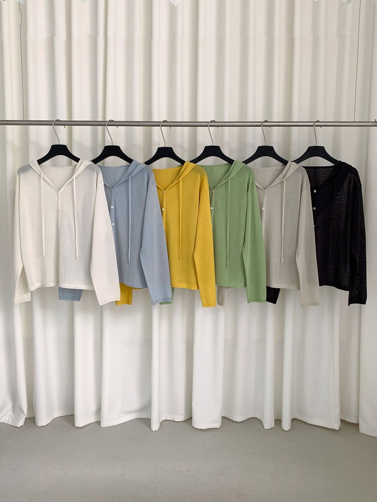 Linen and Tencel hooded lightweight knitwear 24813 - 图片 6