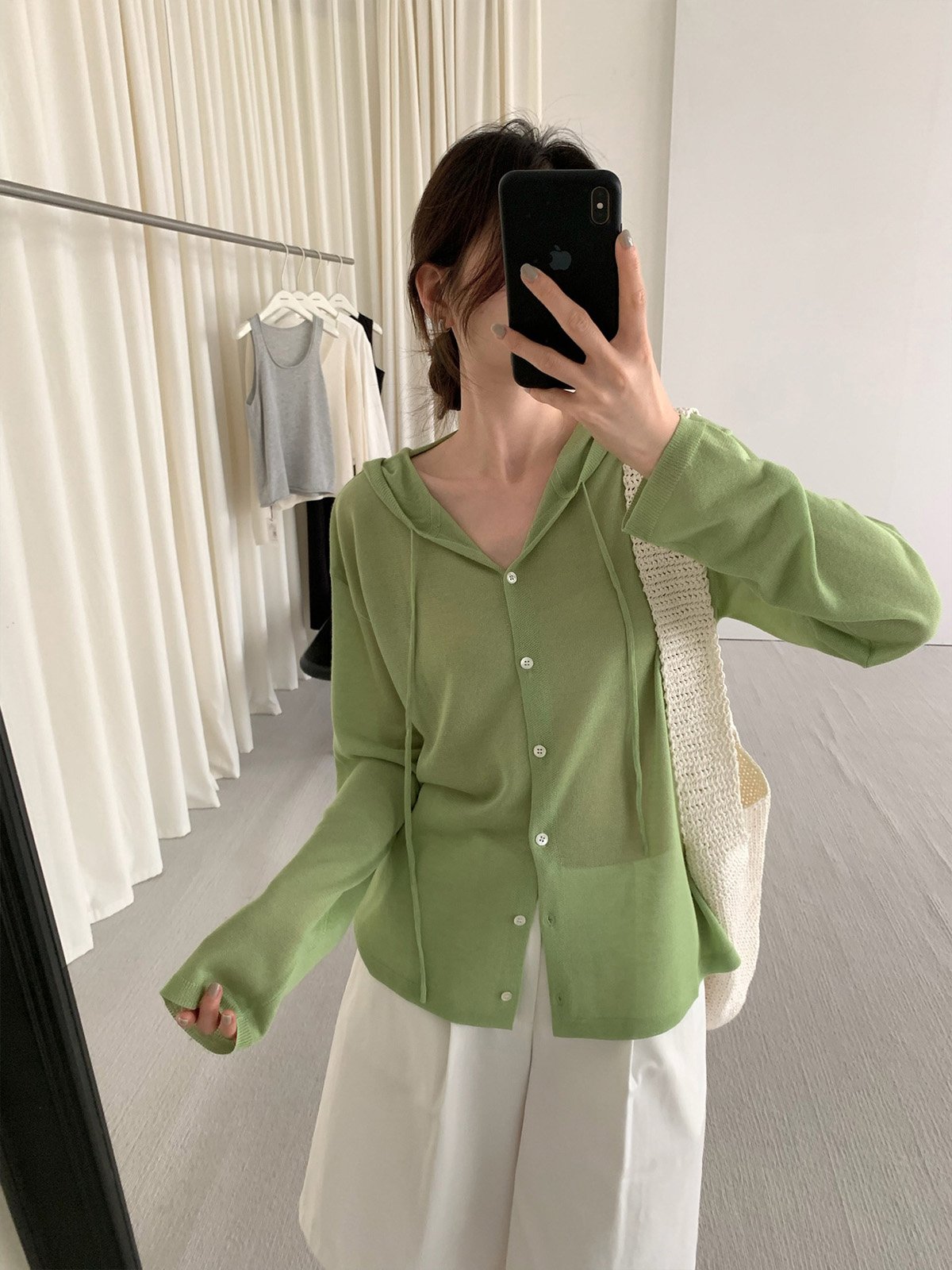 Linen and Tencel hooded lightweight knitwear 24813 - 图片 3