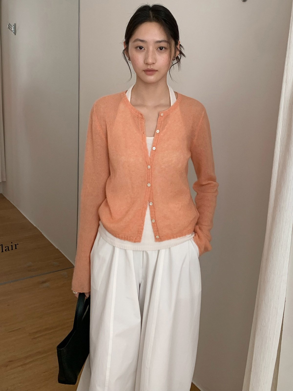 Super-mohair soft cardigan knitwear for ladies 25671 - 图片 2