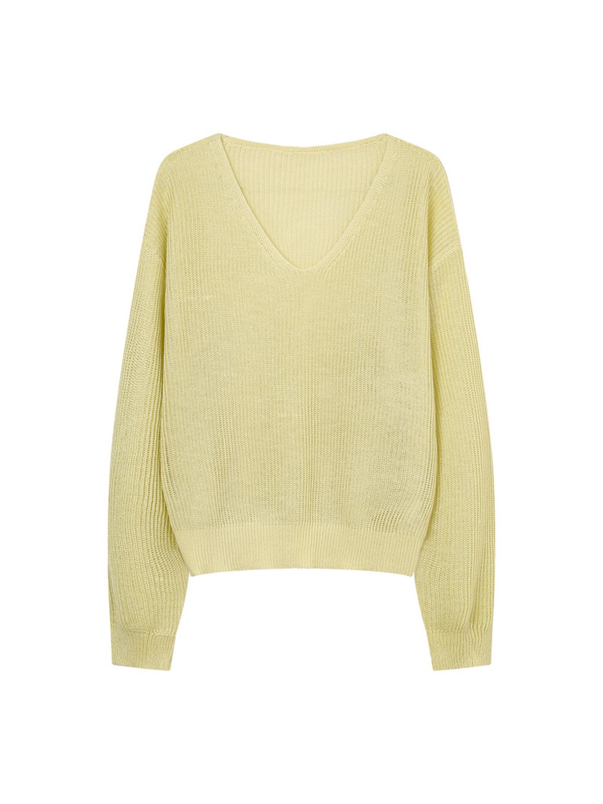 Linen and Viscose Deep V-neck Knitwear 24413