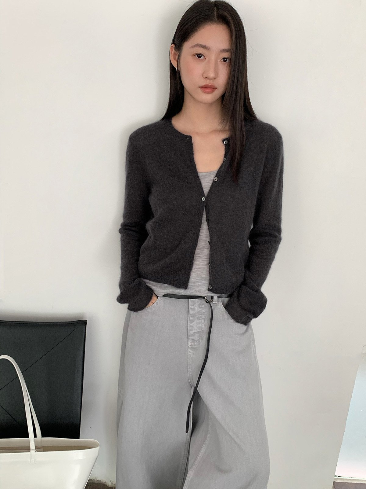 Super-mohair soft cardigan knitwear for ladies 25671 - 图片 3
