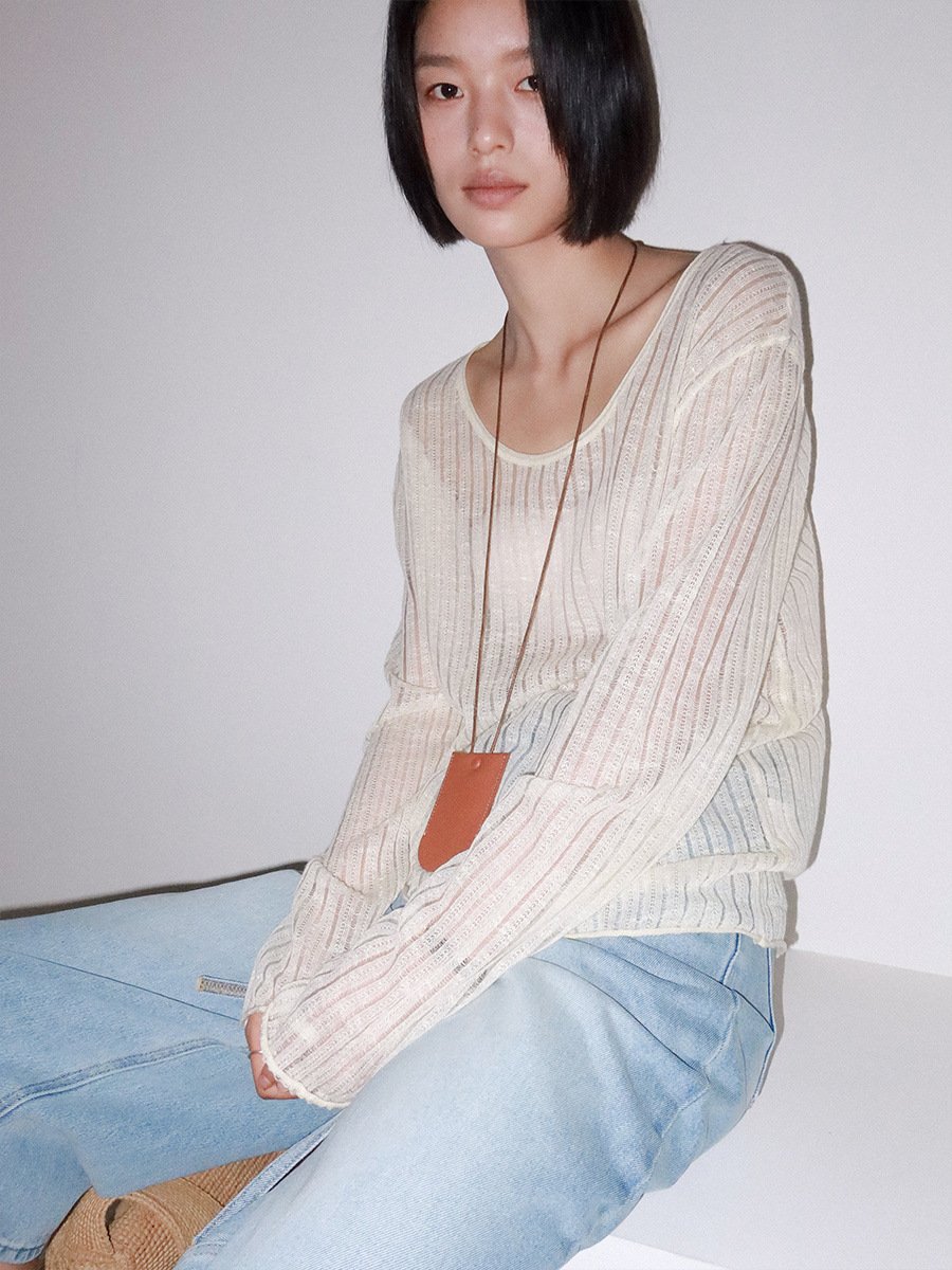 Loose Women Knitwear Long Sleeve T-shirt 52MP55951 - 图片 3