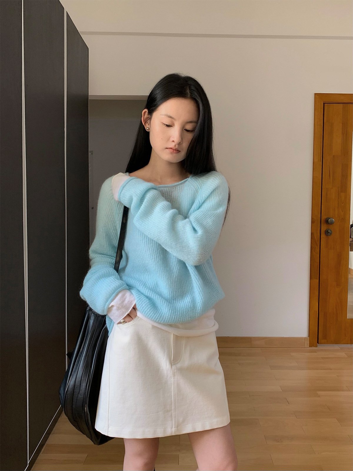 Super Mohair Pullover Long Sleeve Sweater 52368