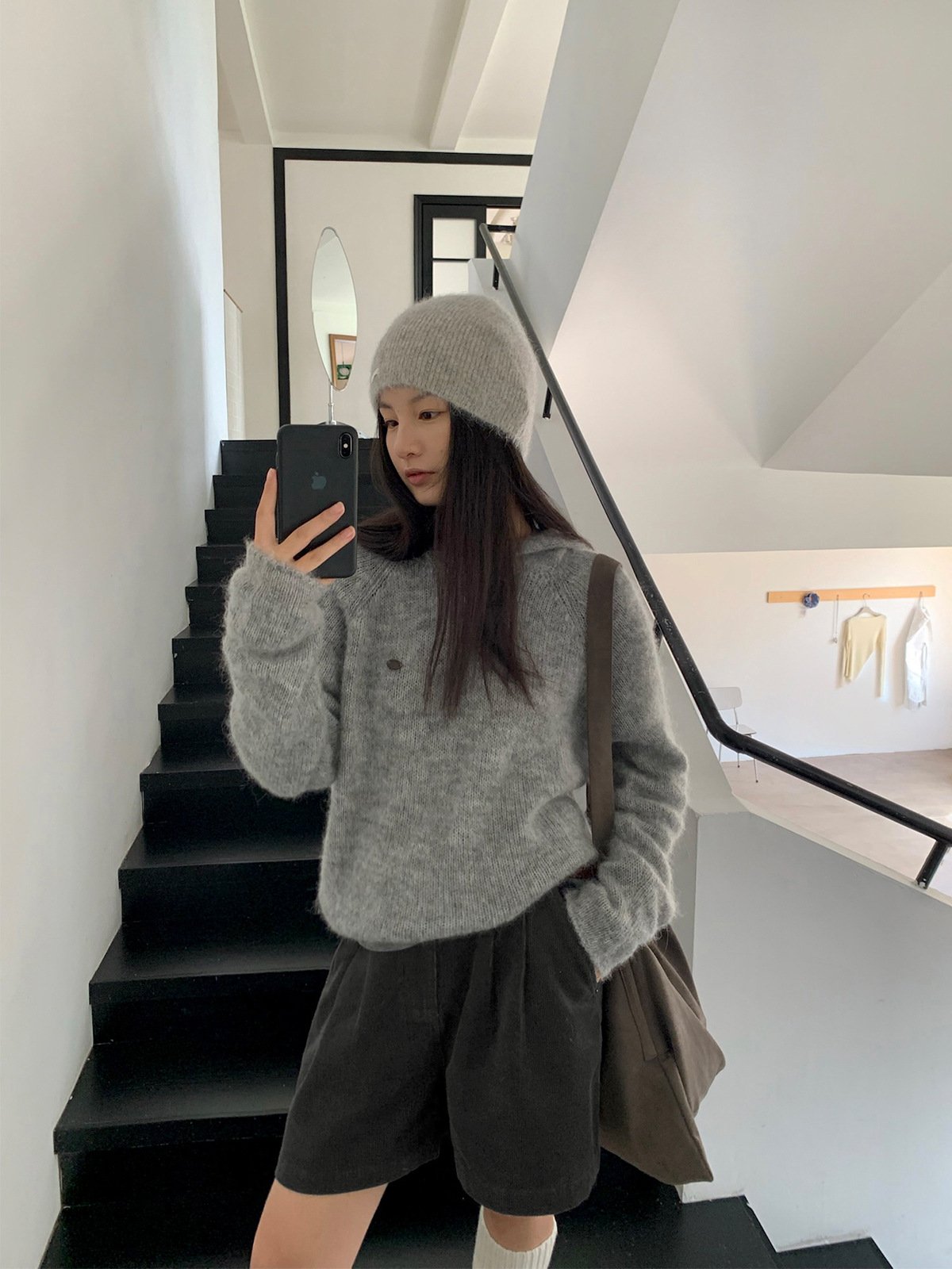 Super Mohair Hooded Embroidered Long Thick Sweater 52371 - 图片 2