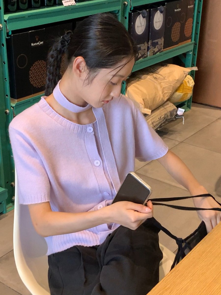 100%Wool Cardigan Colorful sweater 43MAZ52090 - 图片 2