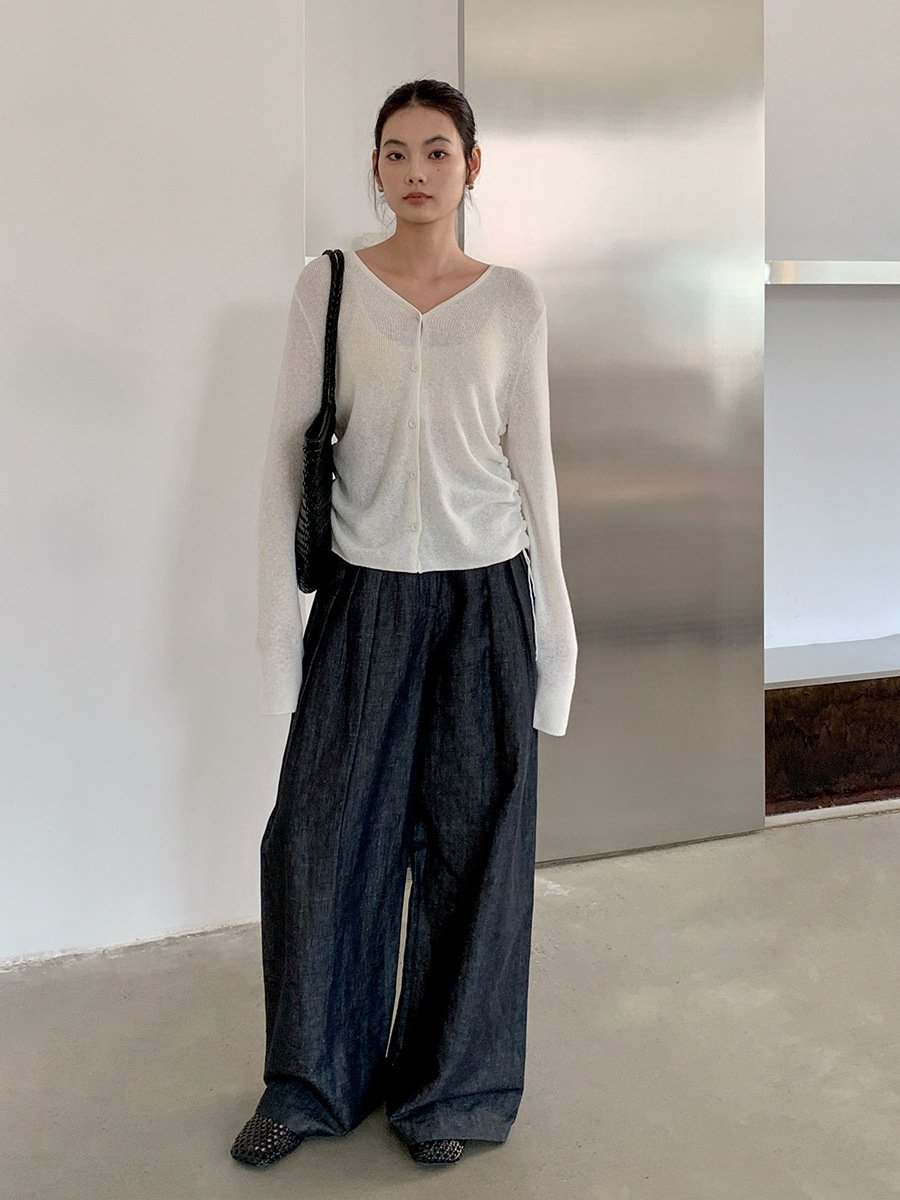 Linen and Cotton V-neck Cardigan Knitwear 51MF53812 - 图片 4