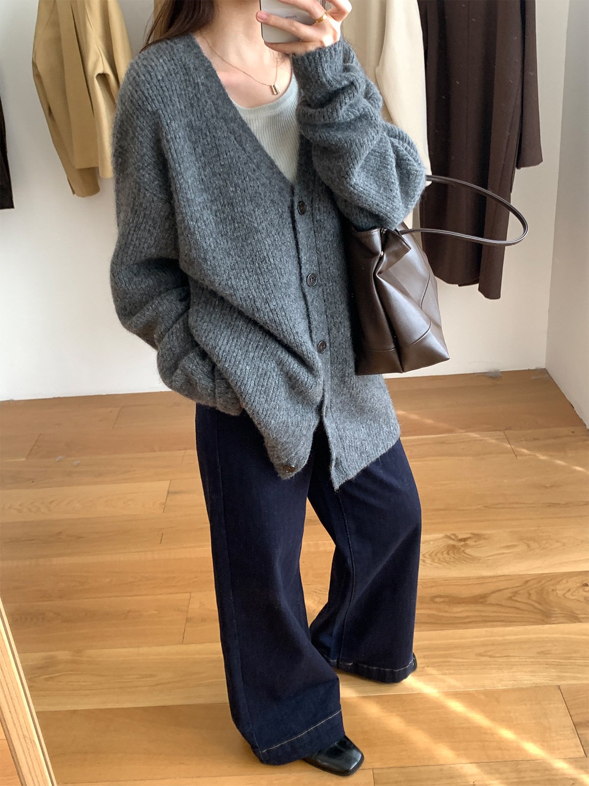 Mohair and wool cardigan v-neck sweater 265789 - 图片 4