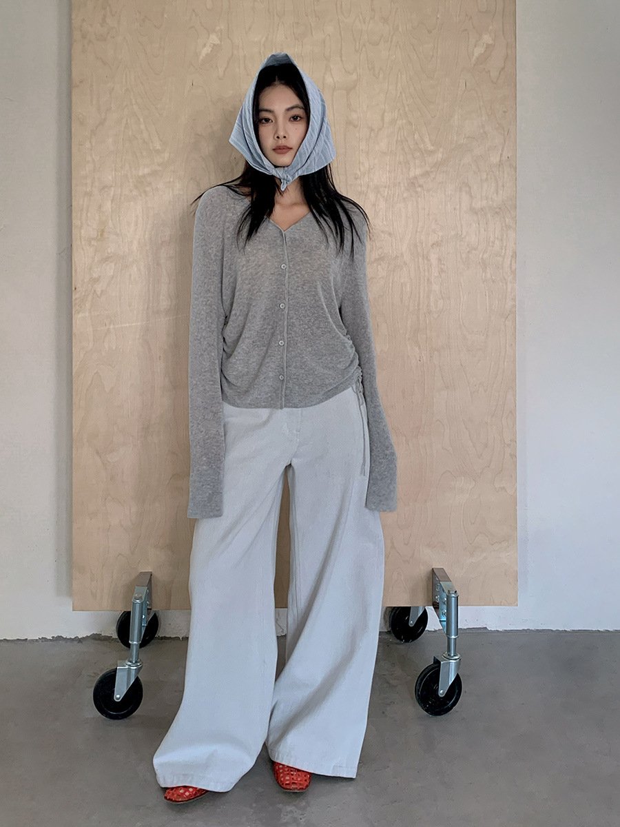 Linen and Cotton V-neck Cardigan Knitwear 51MF53812 - 图片 2