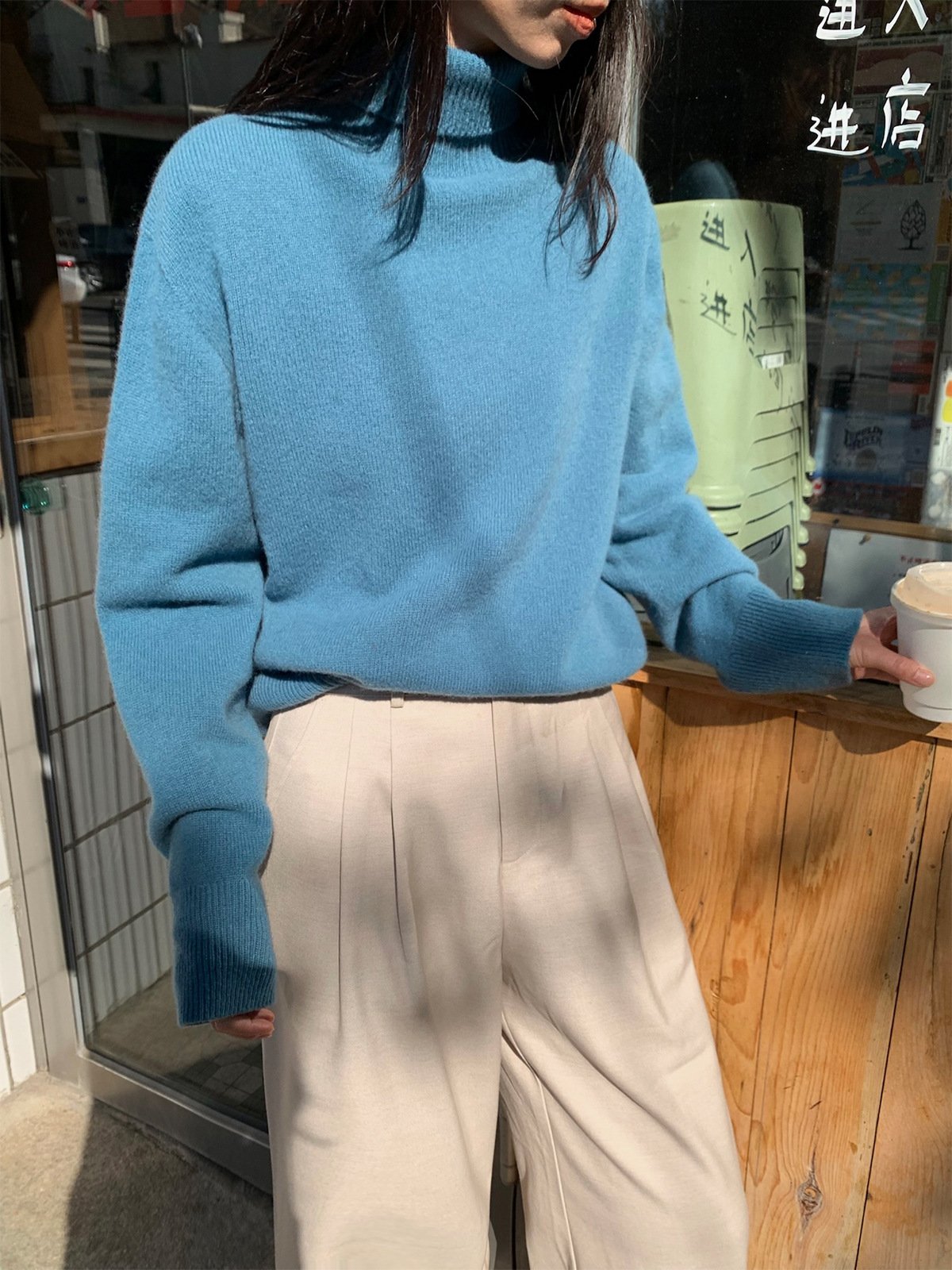 Custom high-neck 100% Wool women sweater MG1236 - 图片 4