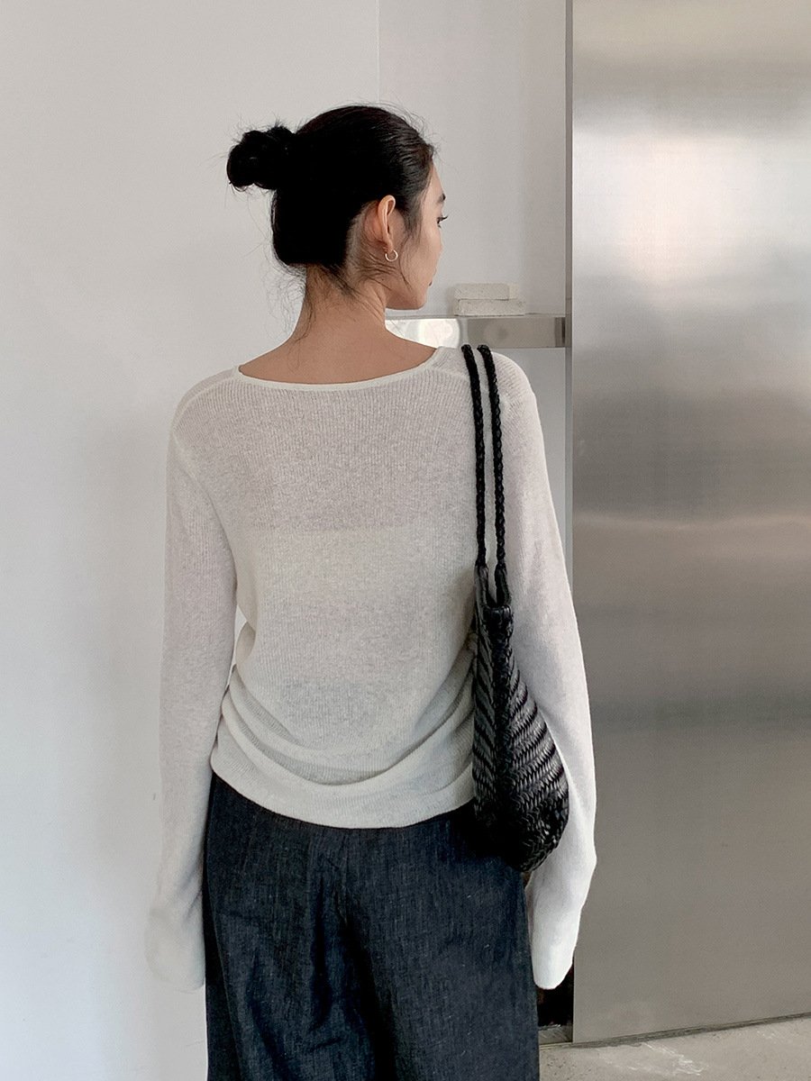 Linen and Cotton V-neck Cardigan Knitwear 51MF53812 - 图片 5