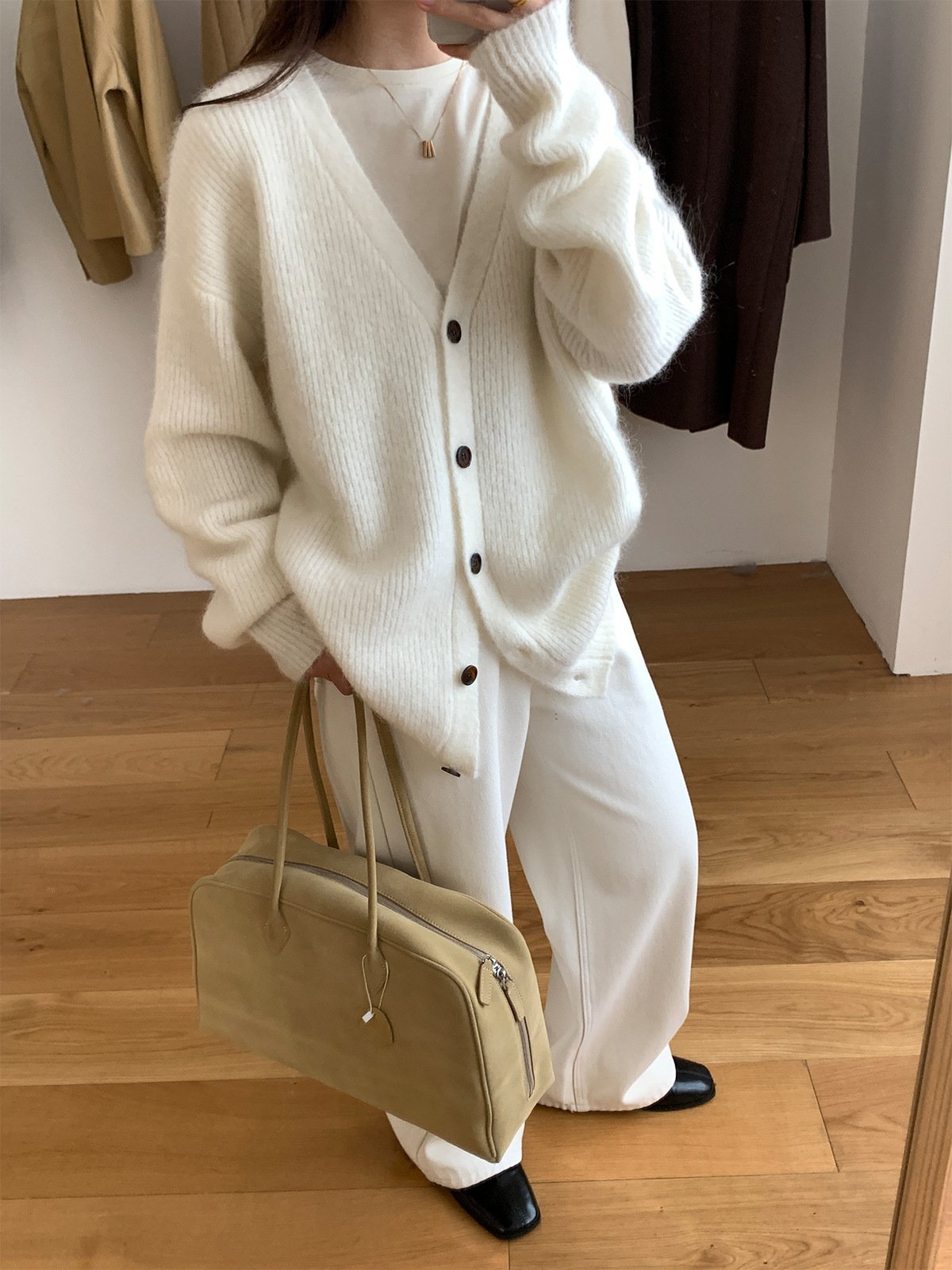 Mohair and wool cardigan v-neck sweater 265789 - 图片 6