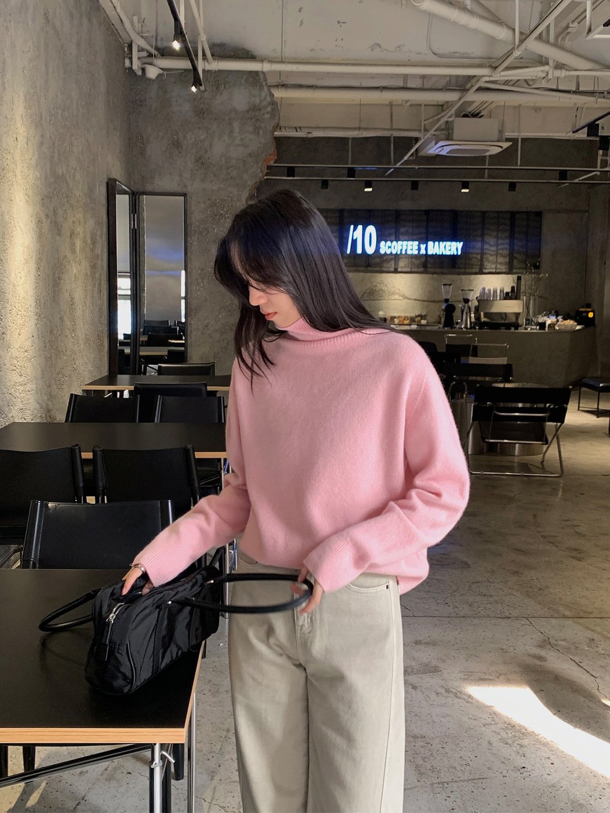 Custom high-neck 100% Wool women sweater MG1236