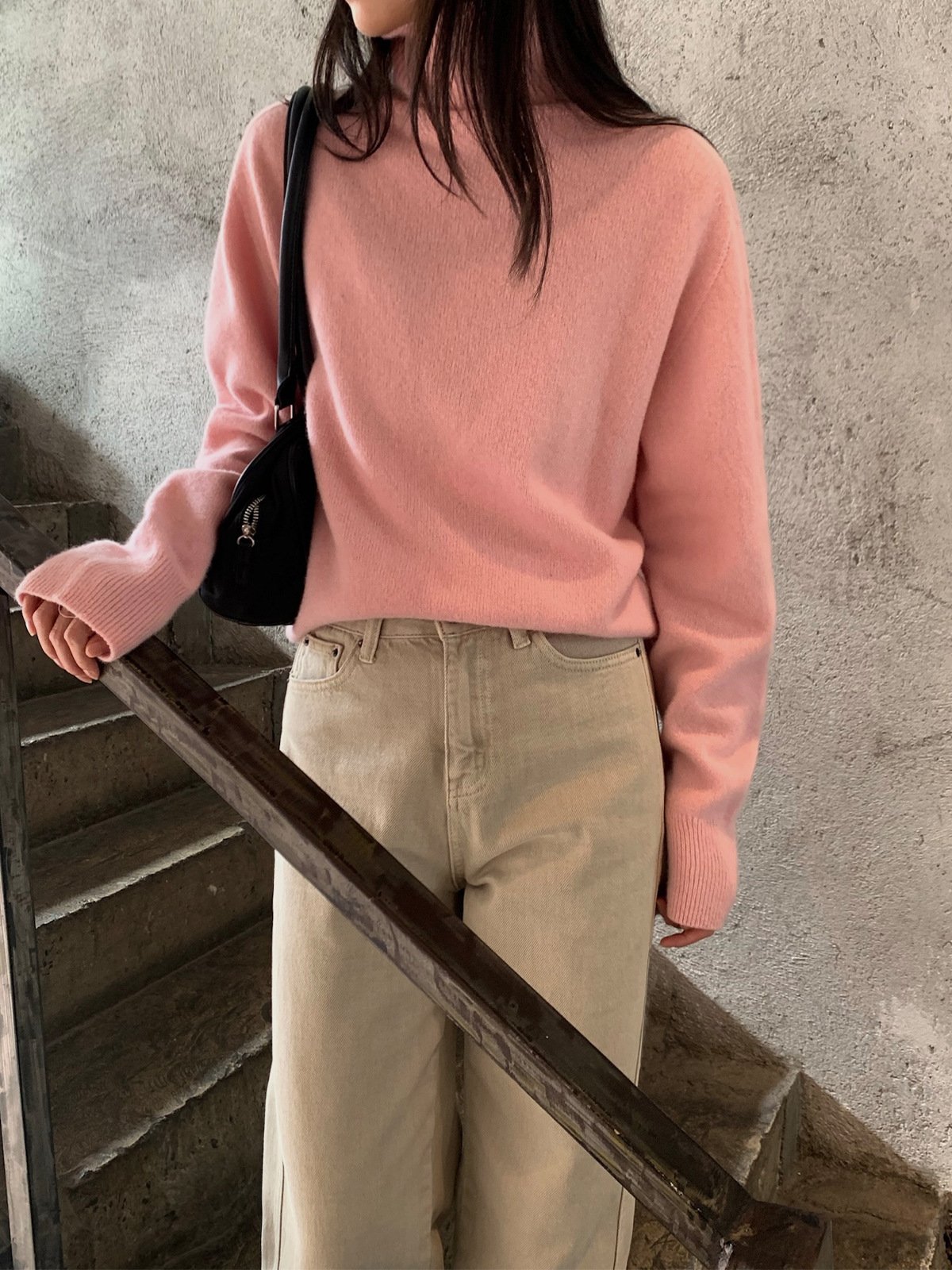 Custom high-neck 100% Wool women sweater MG1236 - 图片 5