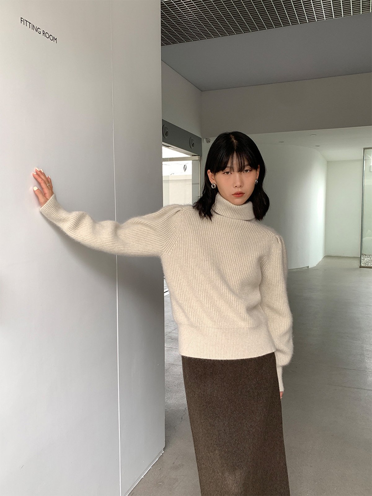 30% Raccoon and 10%Wool Turn-down collar Heavy Sweater LD2MAL561