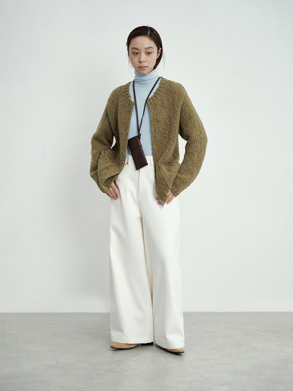 43% Wool Zipper Pocket Cardigan Sweater L4206241442 - 图片 2