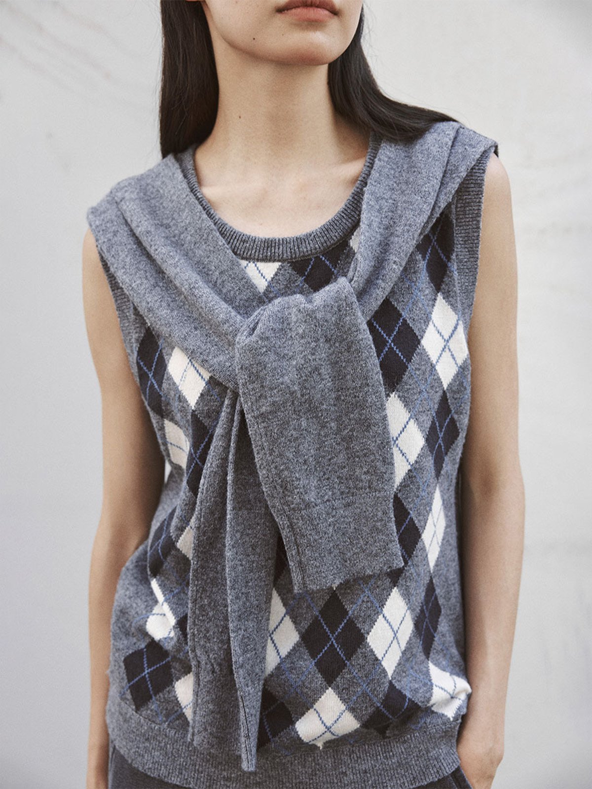 Sleeveless Shawl 50%Australian Wool Vest LA502302777 - 图片 5