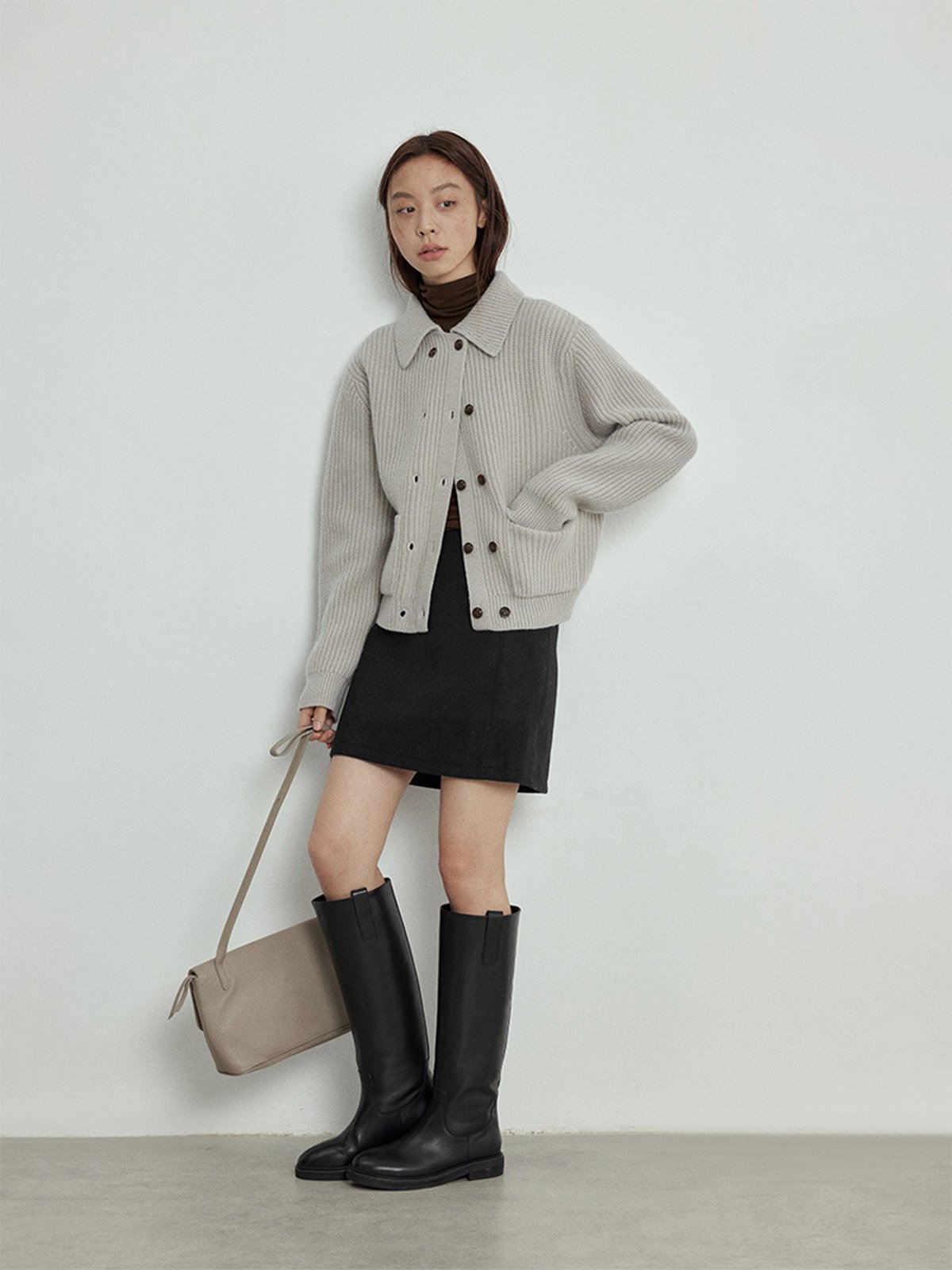 100%Wool Turn-down Collar Cardigan L4206241210 - 图片 4