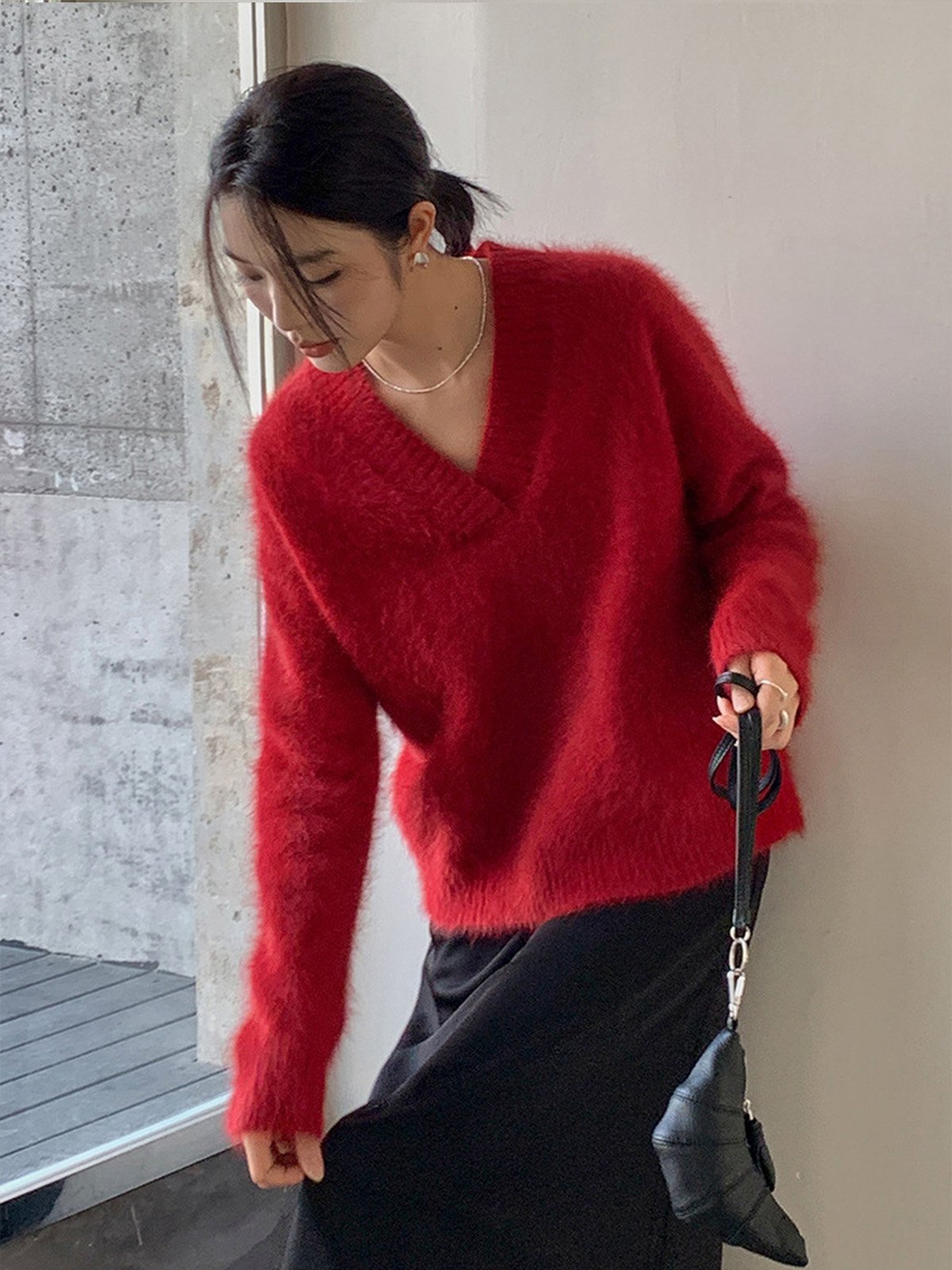 Warm fleece knitted sweater L321524911 - 图片 2