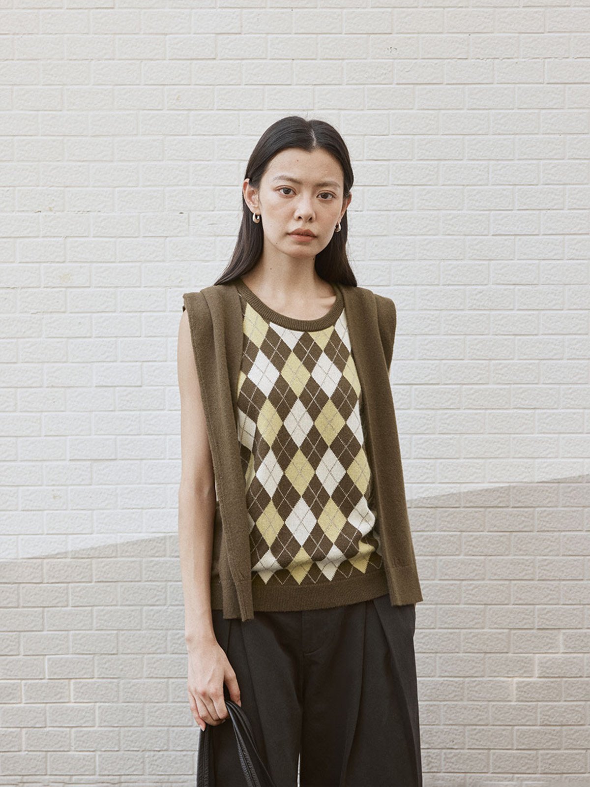 Sleeveless Shawl 50%Australian Wool Vest LA502302777 - 图片 2