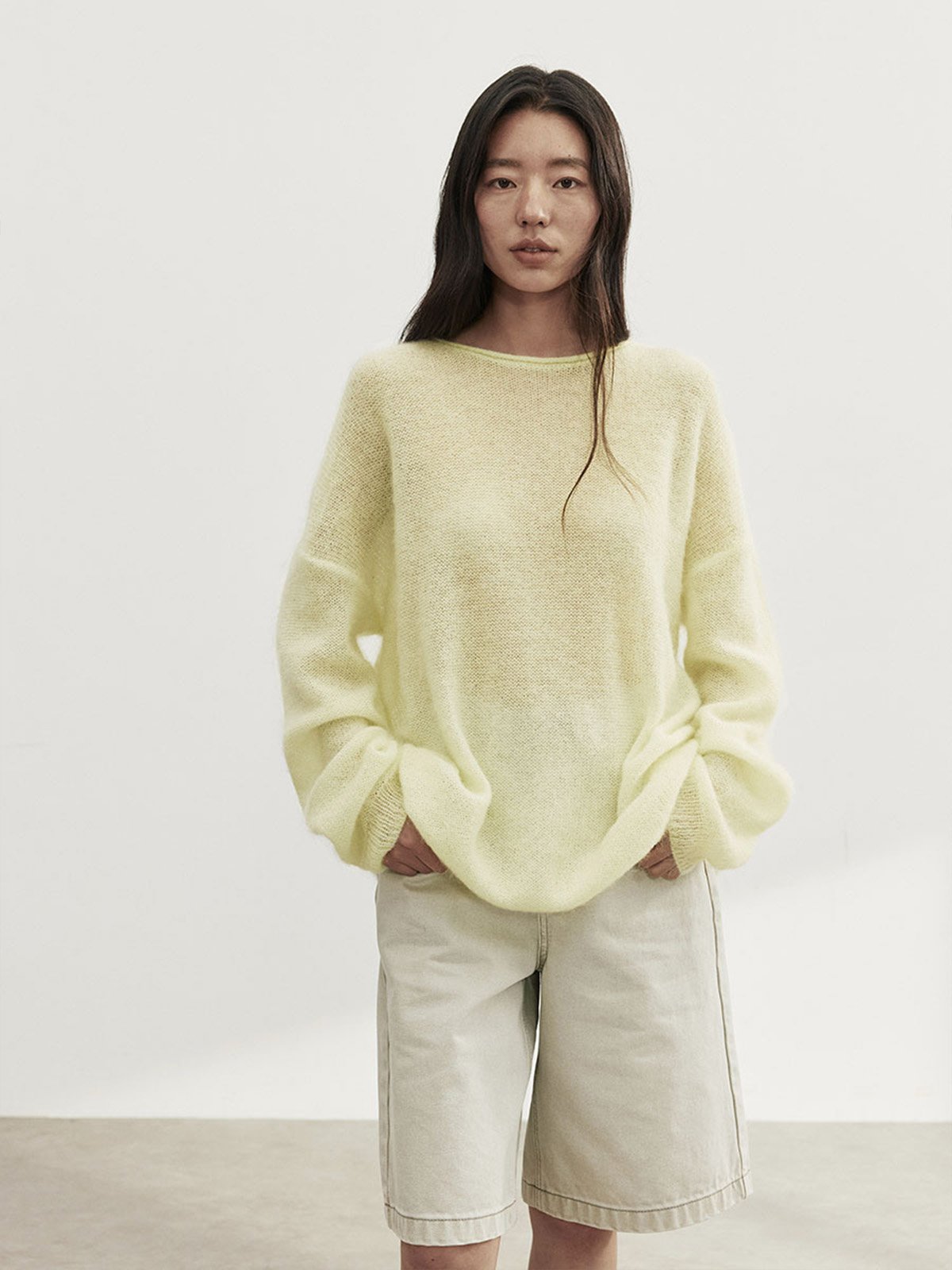 55%Mohair Wool Oversize Loose Pullover Knitwear LAN502302695