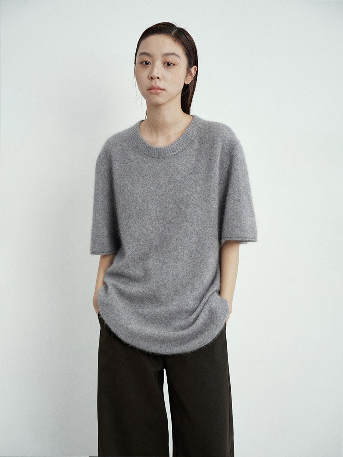 Raccoon and Wool Short Sleeve Oversize Knitwear L4215241277 - 图片 4