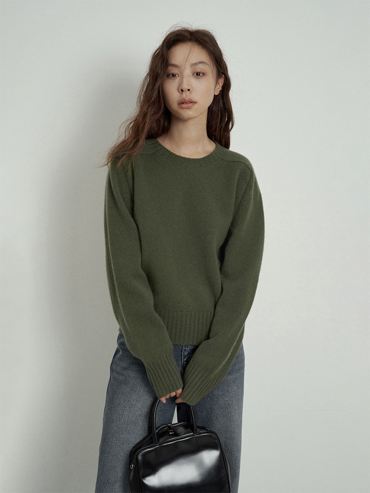 100%Wool Sweater Shoulder-inserted Round Neck Design L4215241074 - 图片 3