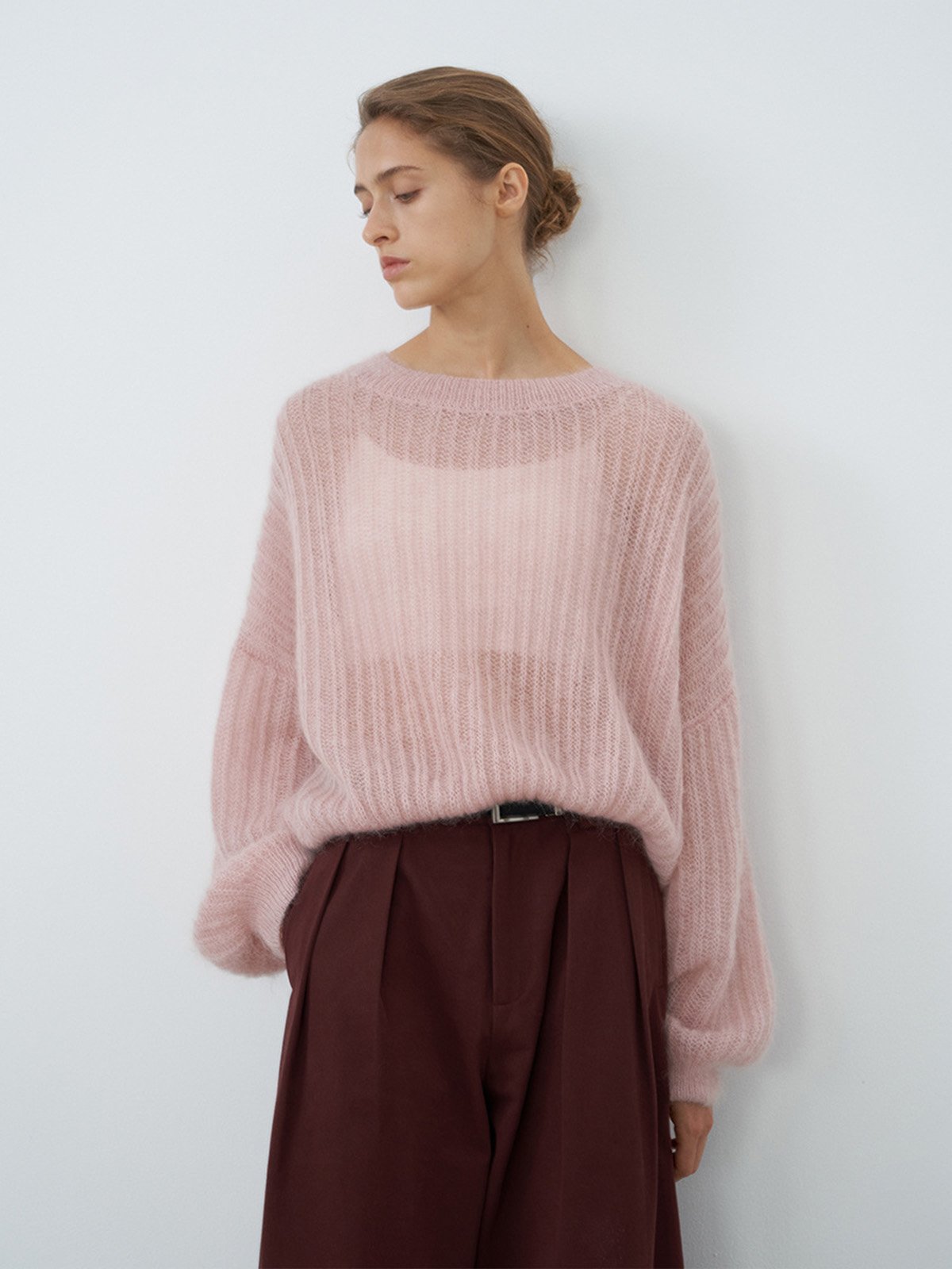 Mohair and Wool Crew neck Sweater D4215230860 - 图片 4
