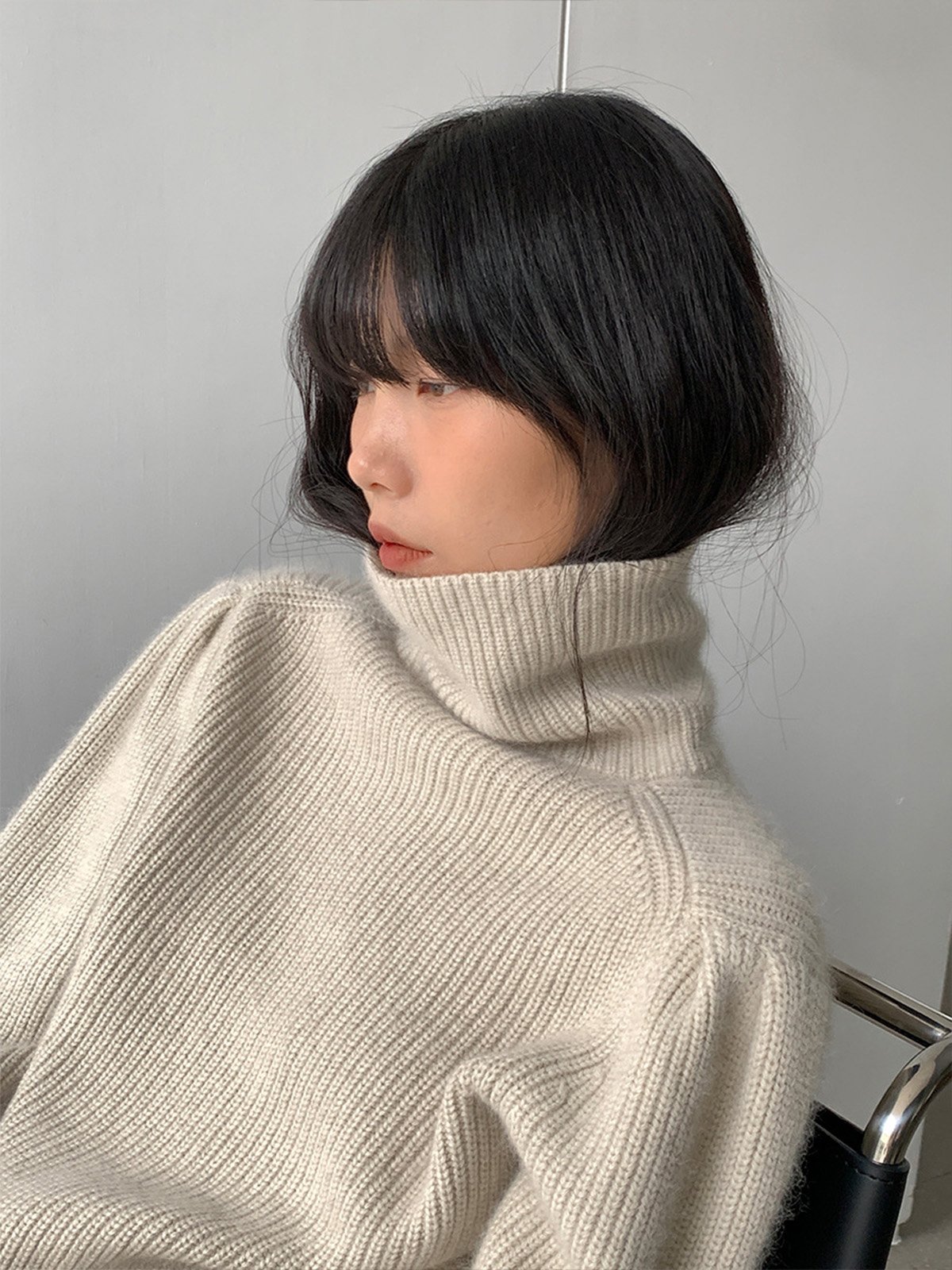 30% Raccoon and 10%Wool Turn-down collar Heavy Sweater LD2MAL561 - 图片 3
