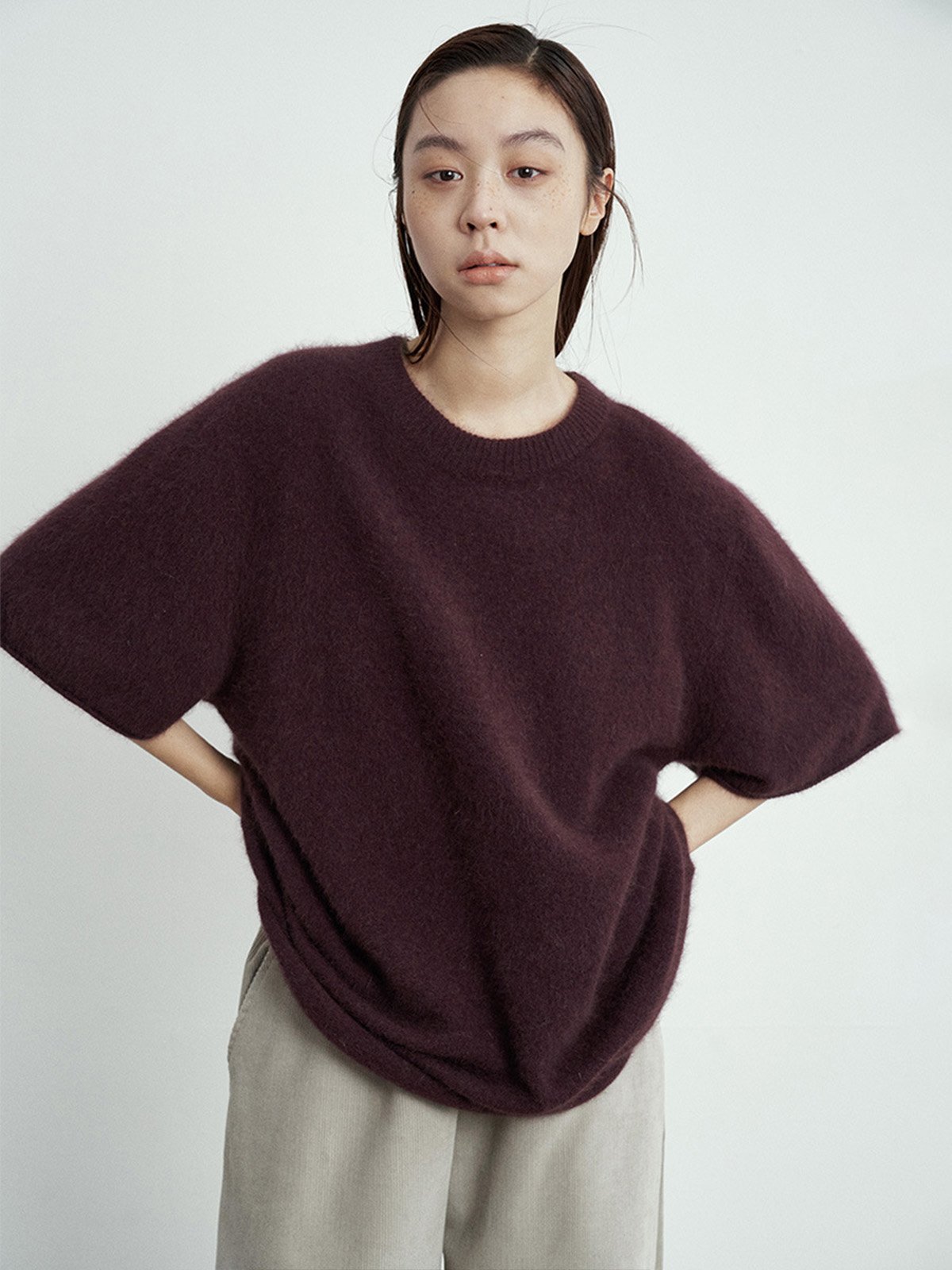 Raccoon and Wool Short Sleeve Oversize Knitwear L4215241277 - 图片 2