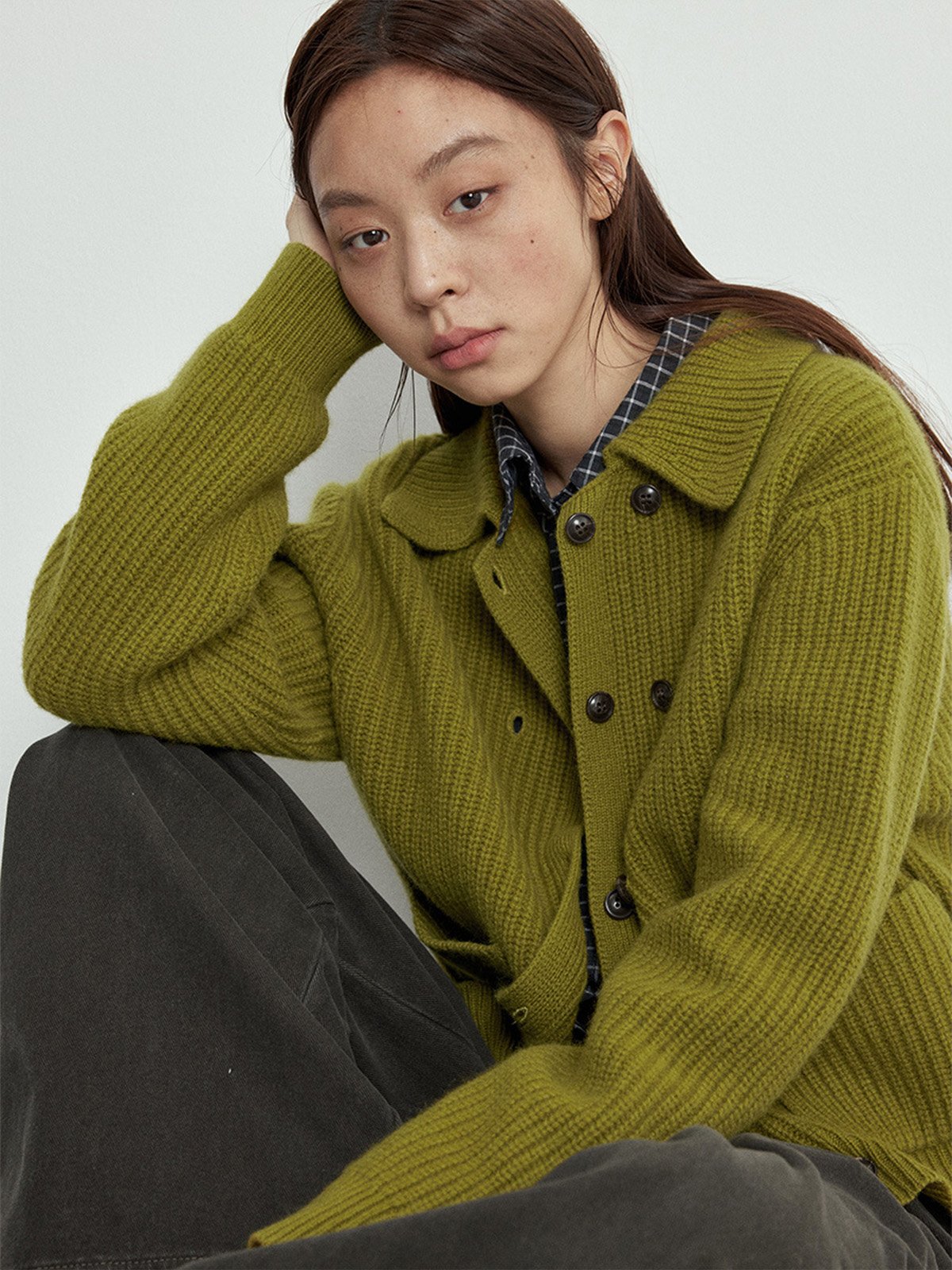 100%Wool Turn-down Collar Cardigan L4206241210 - 图片 2