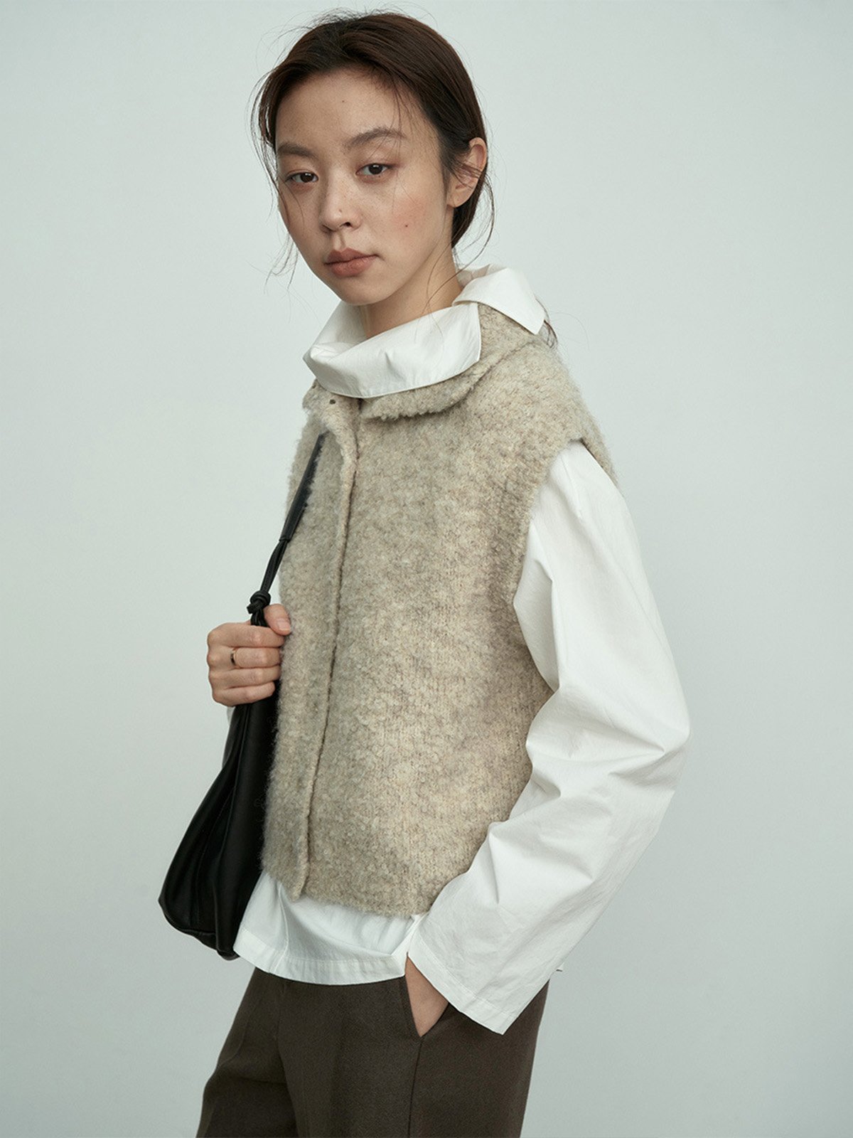 Sleeveless Wool Cardigan Vest Sweater L4206241290 - 图片 3