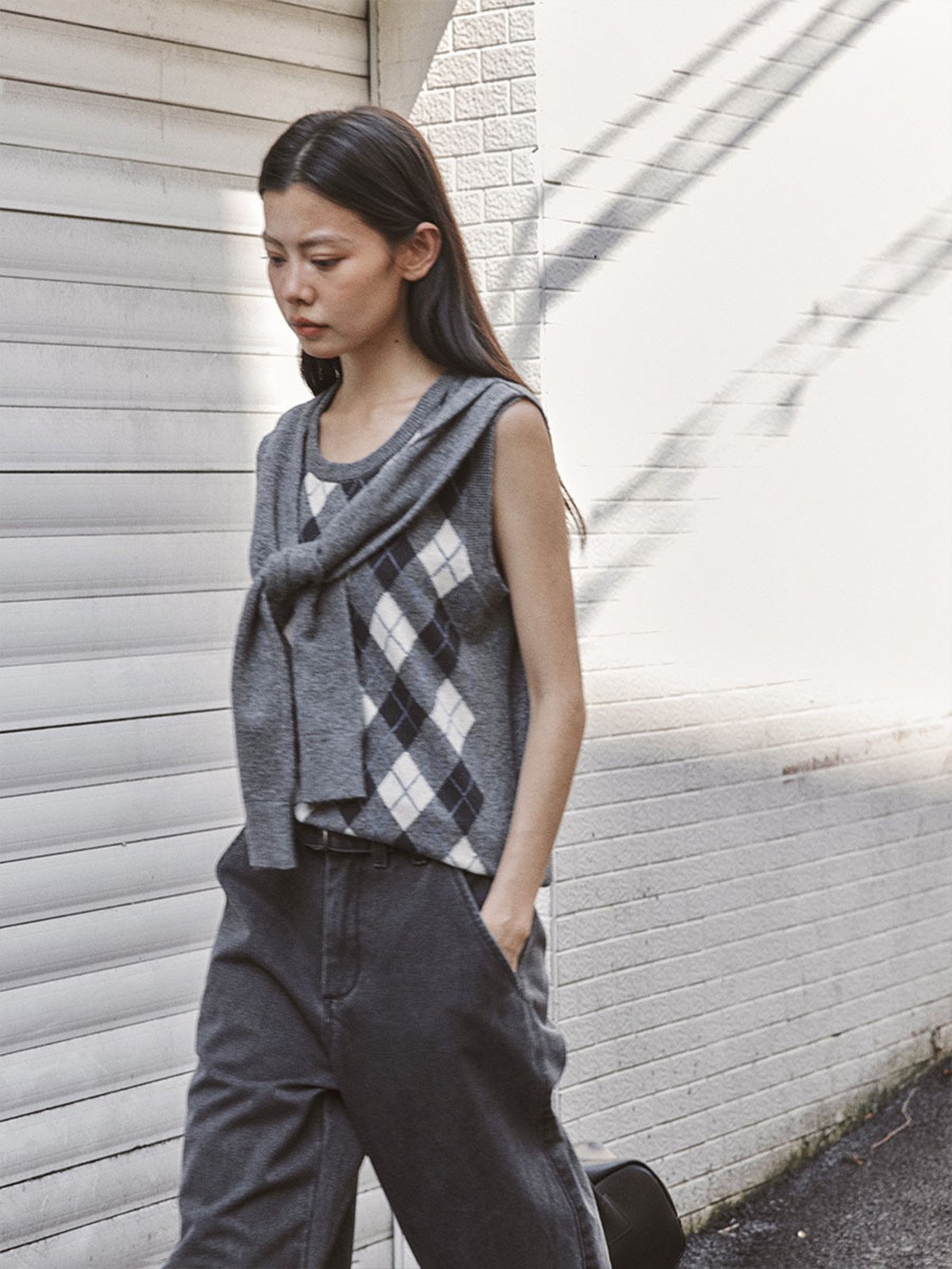 Sleeveless Shawl 50%Australian Wool Vest LA502302777 - 图片 3