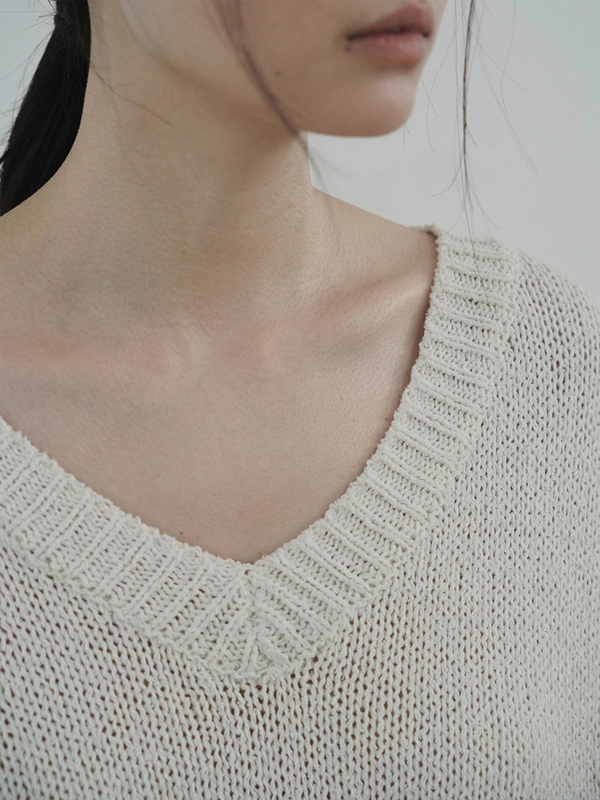 100%Cotton V-neck Knitwear D411511155 - 图片 3